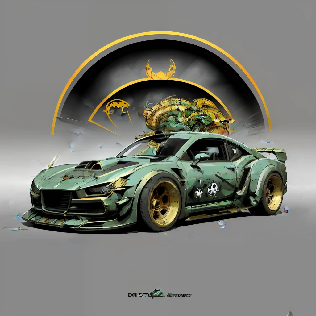 ((zeekars)) sci-fi spaceship style hardcore urban utility vehicle, front view, cat's eye headlights, (((((dragon scale spray paint)))), gold wheels, Nordic style design