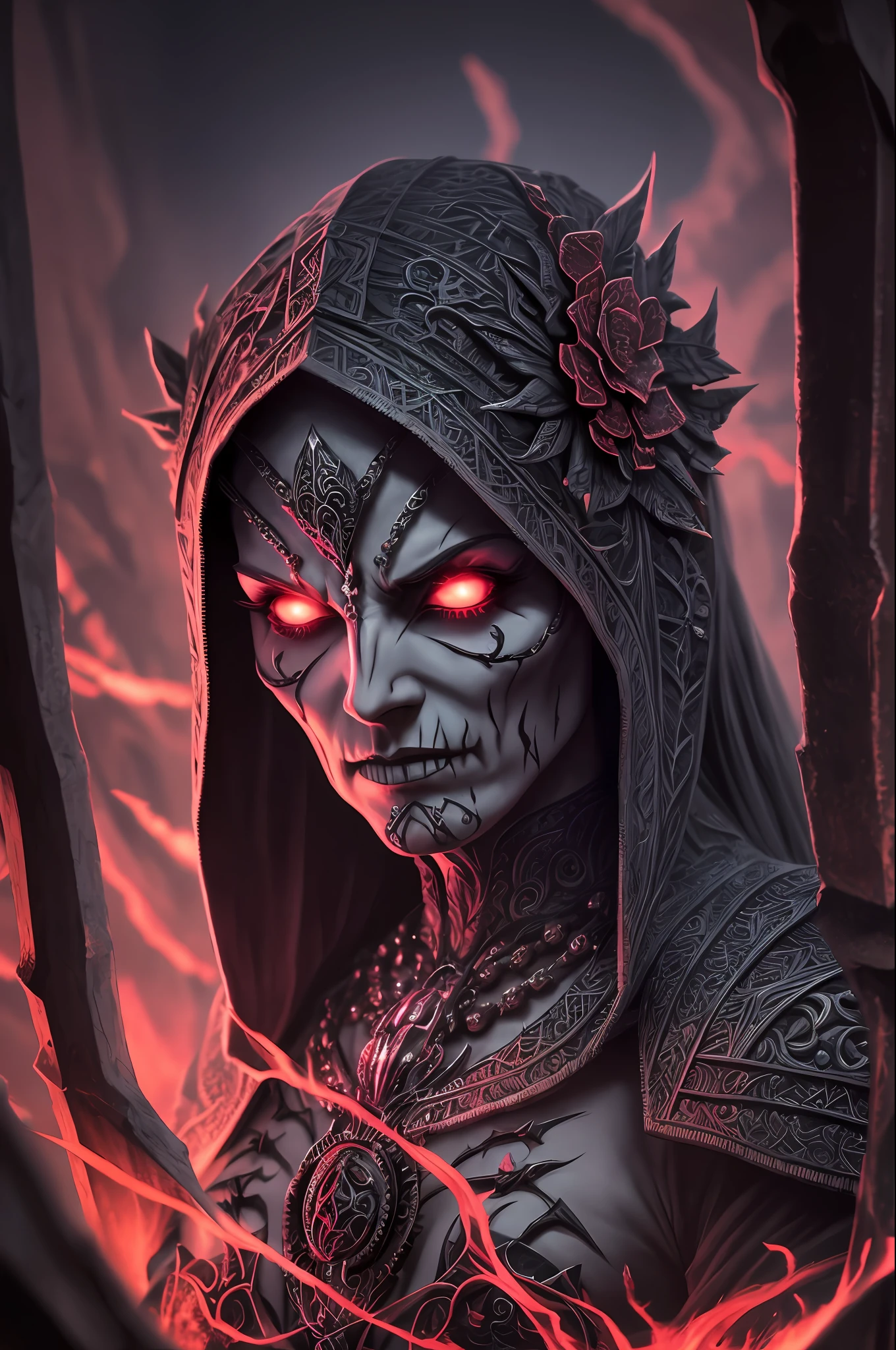 (extremely detailed 8k wallpaper),a medium shot photo of a fearful necromancer, intricate, high detail, dramatic --auto --s2