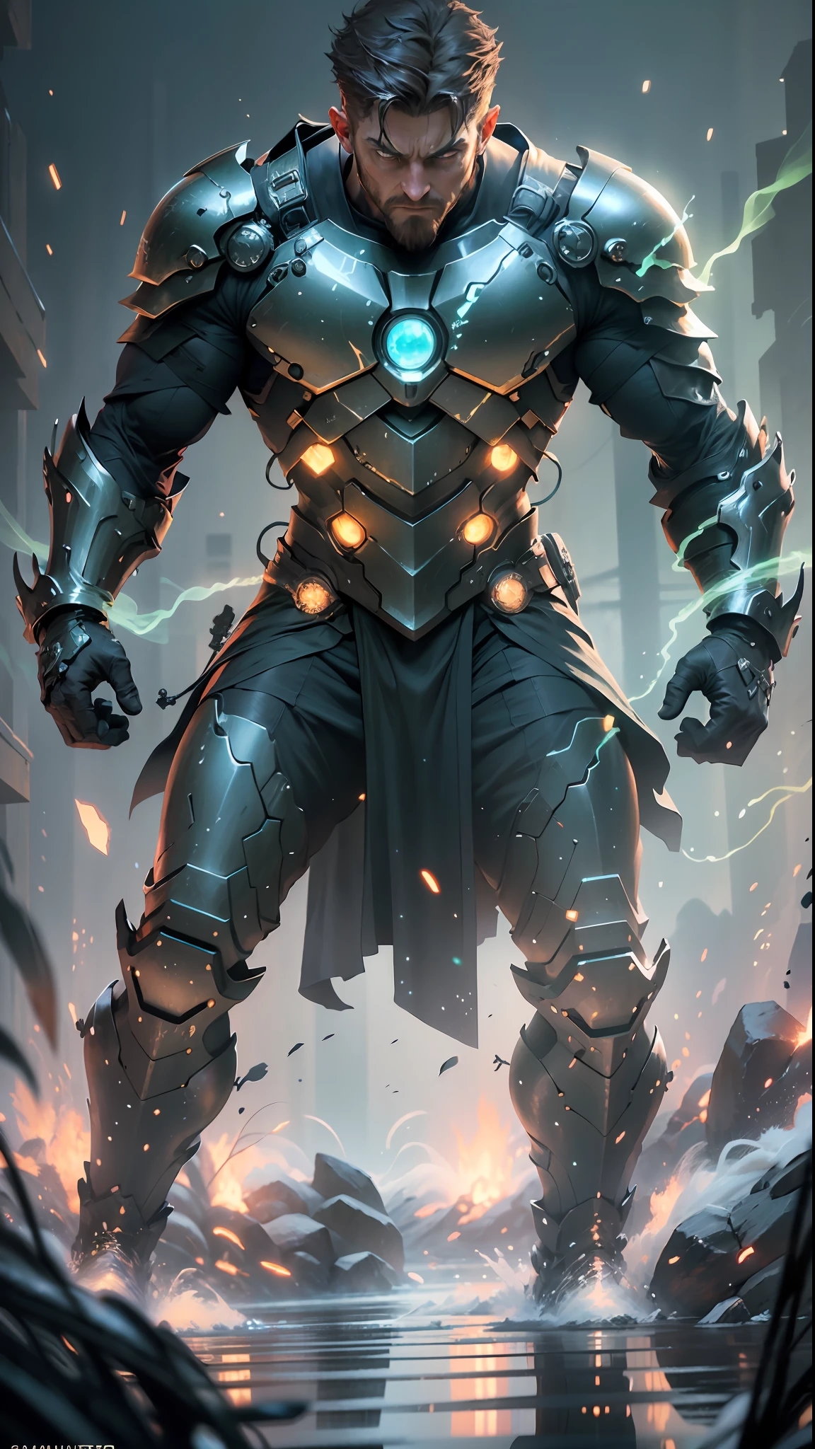 **3D look, A stunning full body portrayal of gerrard butler as leonidas in the 300 movie in the midst of an intense nighttime battle. Nightmare. Japanese style. Cyberpunk. lightning. The dynamic composition showcases the powerful, fluid movements, with muted hues that heighten the dramatic action. impressive, surreal, cinematic lighting, cinematic photoshot, extremely detailed and complex, VFX volume fog around, nighttime, super max, surreal, super detailed, high contrast, Rtx on, Hdr, photography, realistic, dof on, fov on, motion blur, lens flares on, 50mm Prime f/ 1. 8, White balance, Super resolution, Megapixel, ProPhoto RGB, VR, high, epic, Rear half lighting, Lights background, natural lighting, incandescent light, fiber optic, mood lighting, cinema lighting, studio lighting, soft illumination, volumetric, contrast, dark lighting, accent lighting, projection global illumination, Screen space global illumination, Ray tracing global illumination, Red fringing light, 45% cold color grading, Optics, Scattering, Glow, Shadows, hyperrealism, green glowing eyes, Caustic water, refraction water, exquisite detail, intric ately - detailed, ultra - detailed photography, high - sharpness, high reflection, award - winning photograph