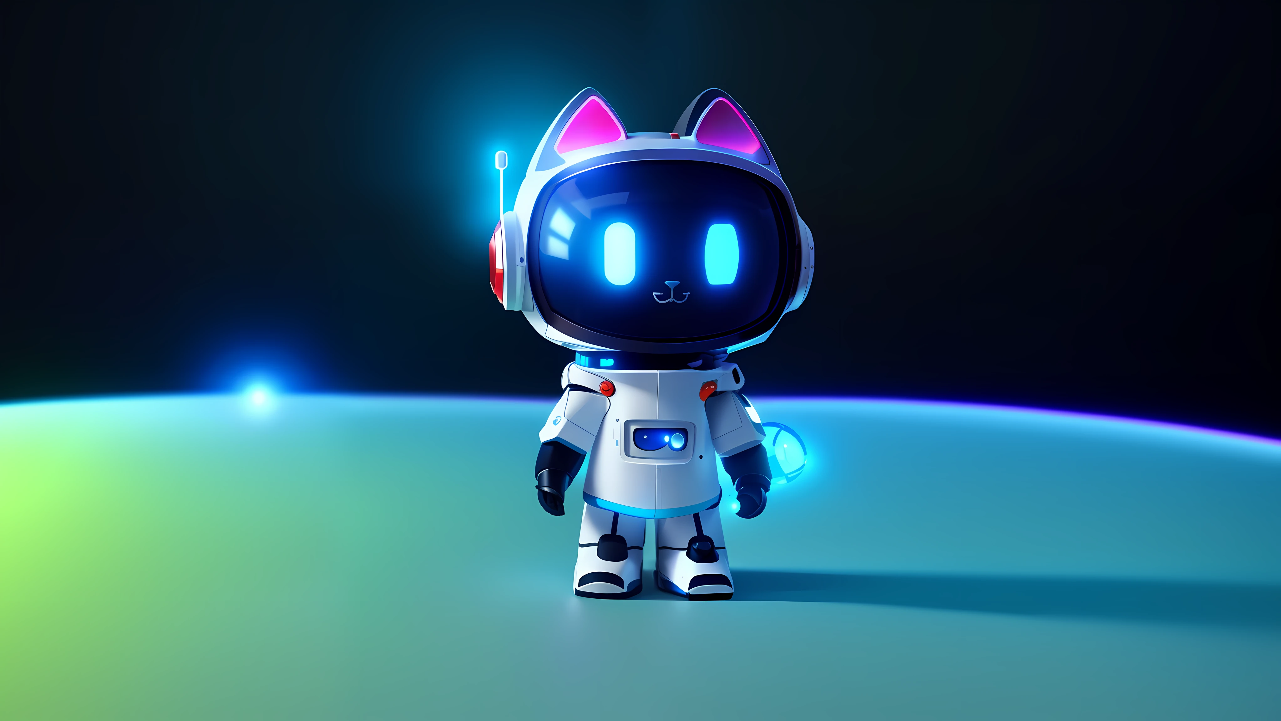 astronaut cat, robot cat, cute 3d rendering, space cat, blueshift rendering, cat robot, cute humanoid robot, cat in space, robot cat, depicted as 3d render, full robot, cyberpunk, render in blender,
