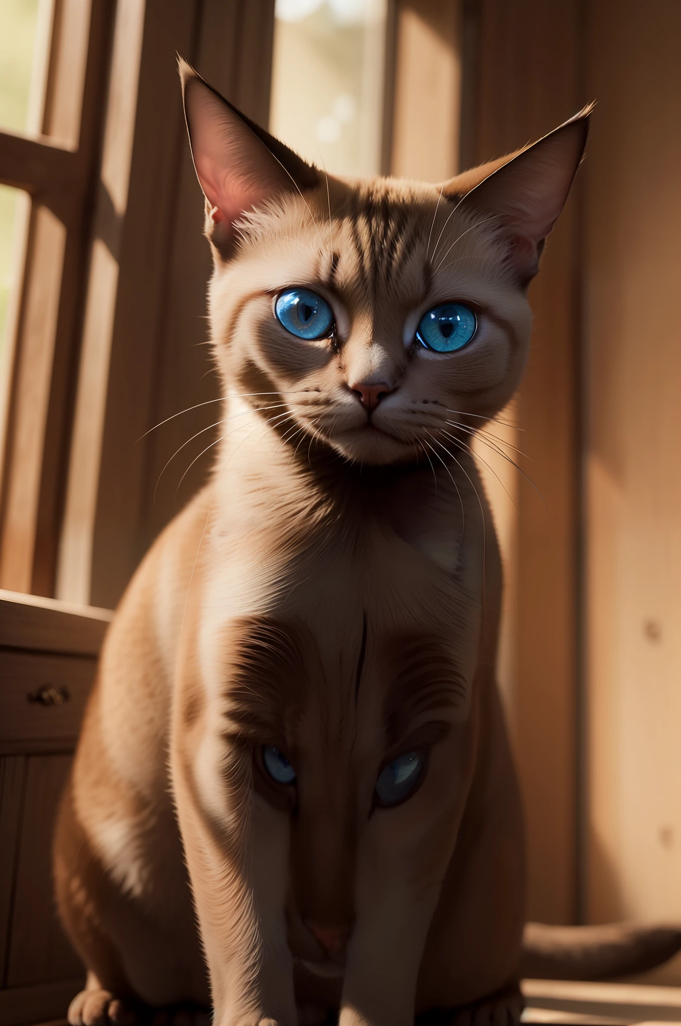 Siamese cat, highly detailed, intricate detail, dynamic lighting, photorealistic, film, natural light, M0nst3RFY3, ((blue eyes))