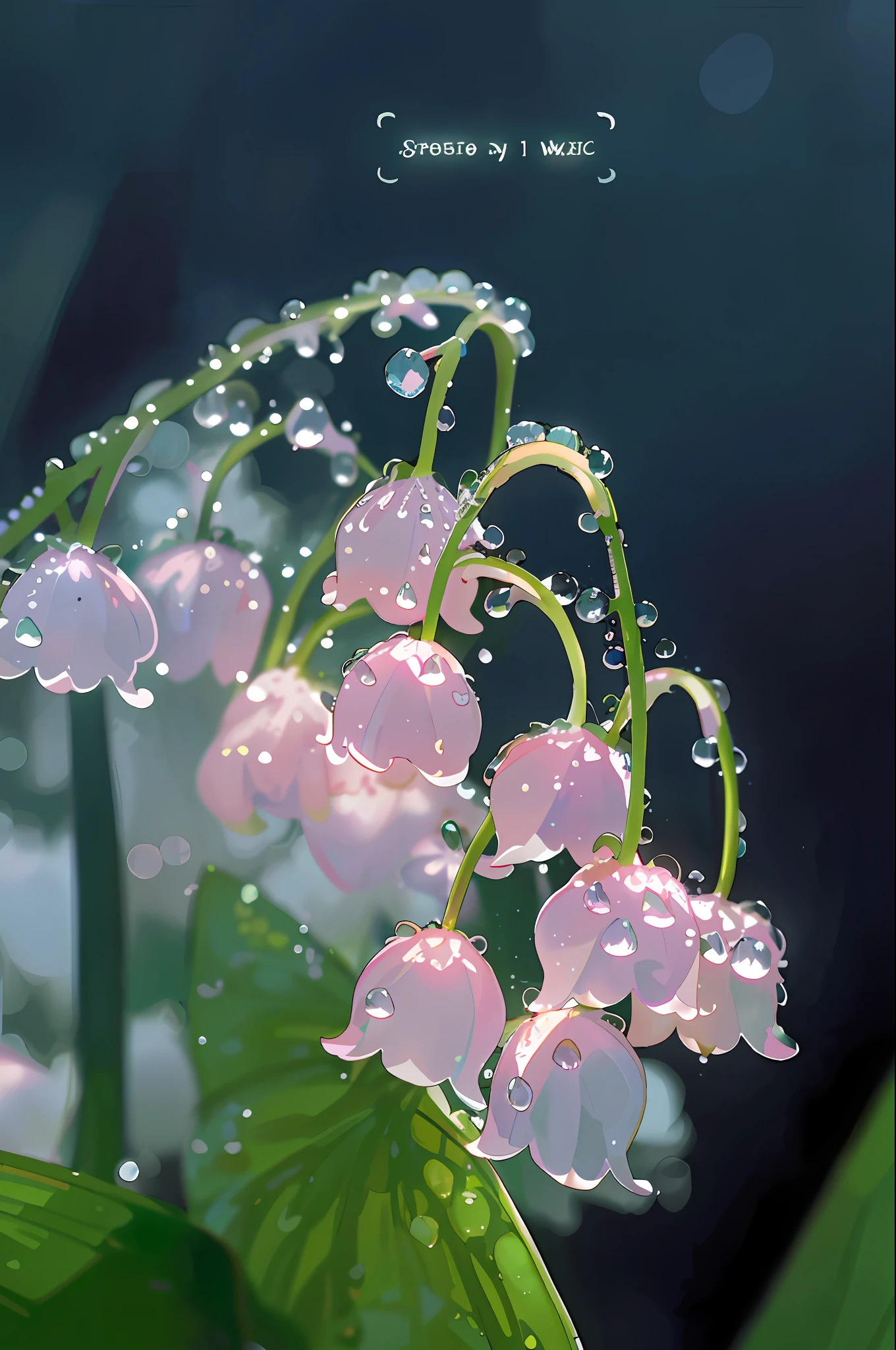 lily of the valley with water droplets on it, dewdrops, dew drops, summer morning dew, dew, beautiful macro photography, magical flowers, beautiful macro close-up imagery, covered in water drops, beautiful photography, droplets, very beautiful photo, really beautiful nature, drops, detailed droplets, luminous flowers, glowing delicate flower, elegant flowers, water drops