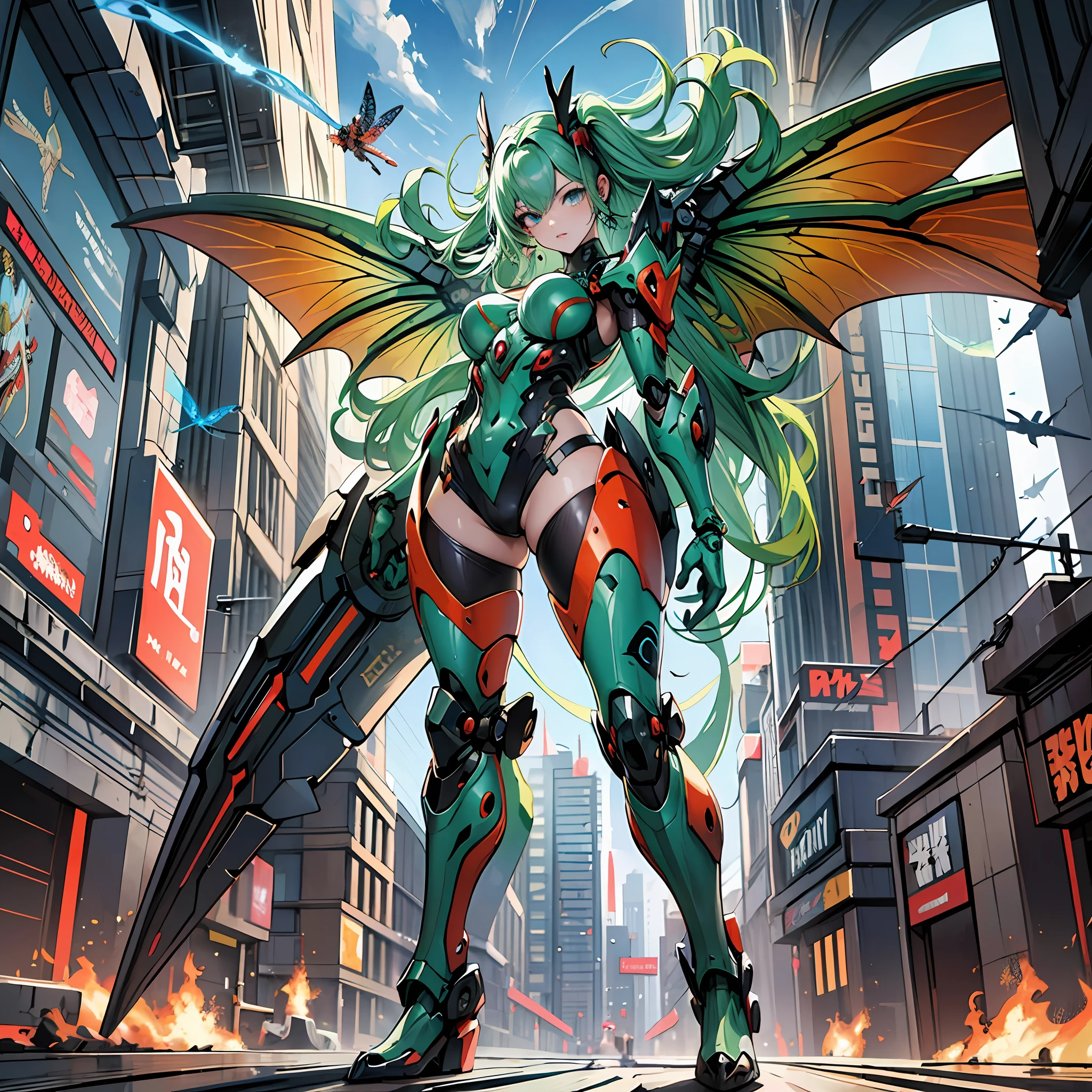 Women in costumes in dragon fly colors, best anime 4k wallpapers, full body, cyberpunk dragon fly, mechanized valkyrie girl, biomechanical, highly detailed artgerm based on dragon fly, cyborg dragonfly, anime style 4k, dragonfly