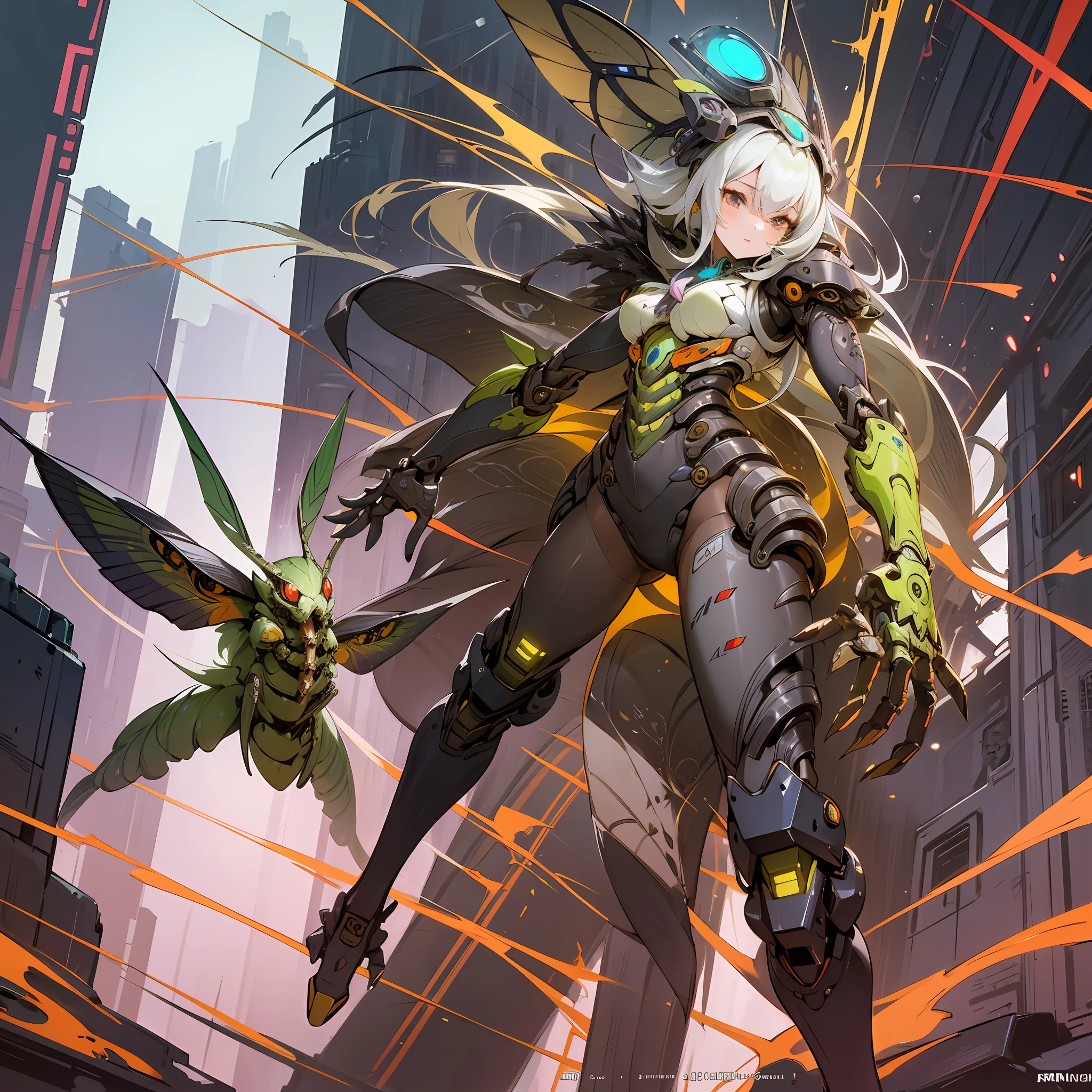 Woman in silkworm moth color costume, best anime 4K wallpaper, full body, cyberpunk silkworm moth, mechanized valkyrie girl, biomechanical, highly detailed artgerm based on silkworm moth, cyborg silk moth, anime style 4k, silkworm moth