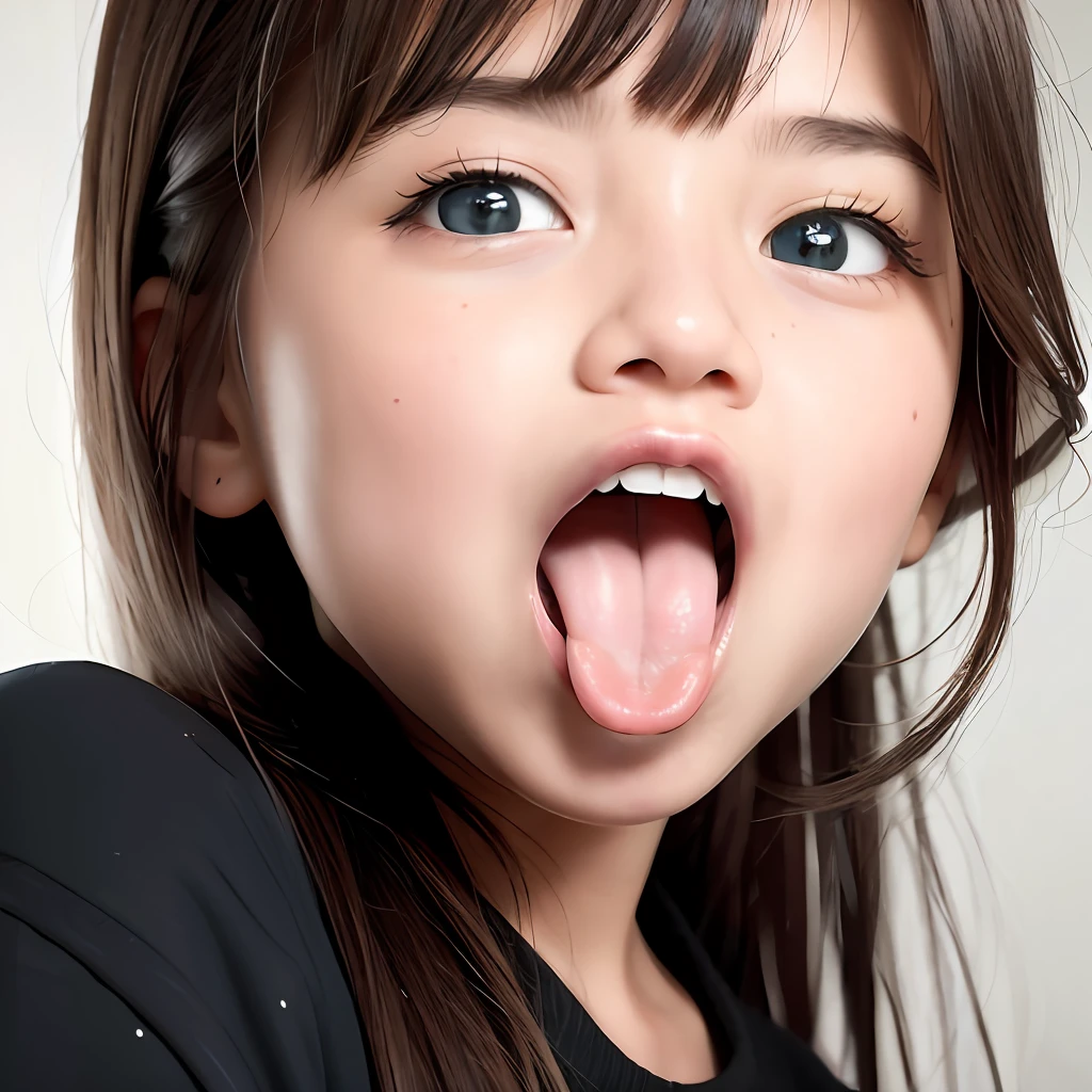 Cute girl with crossed eyes and sticking out her tongue