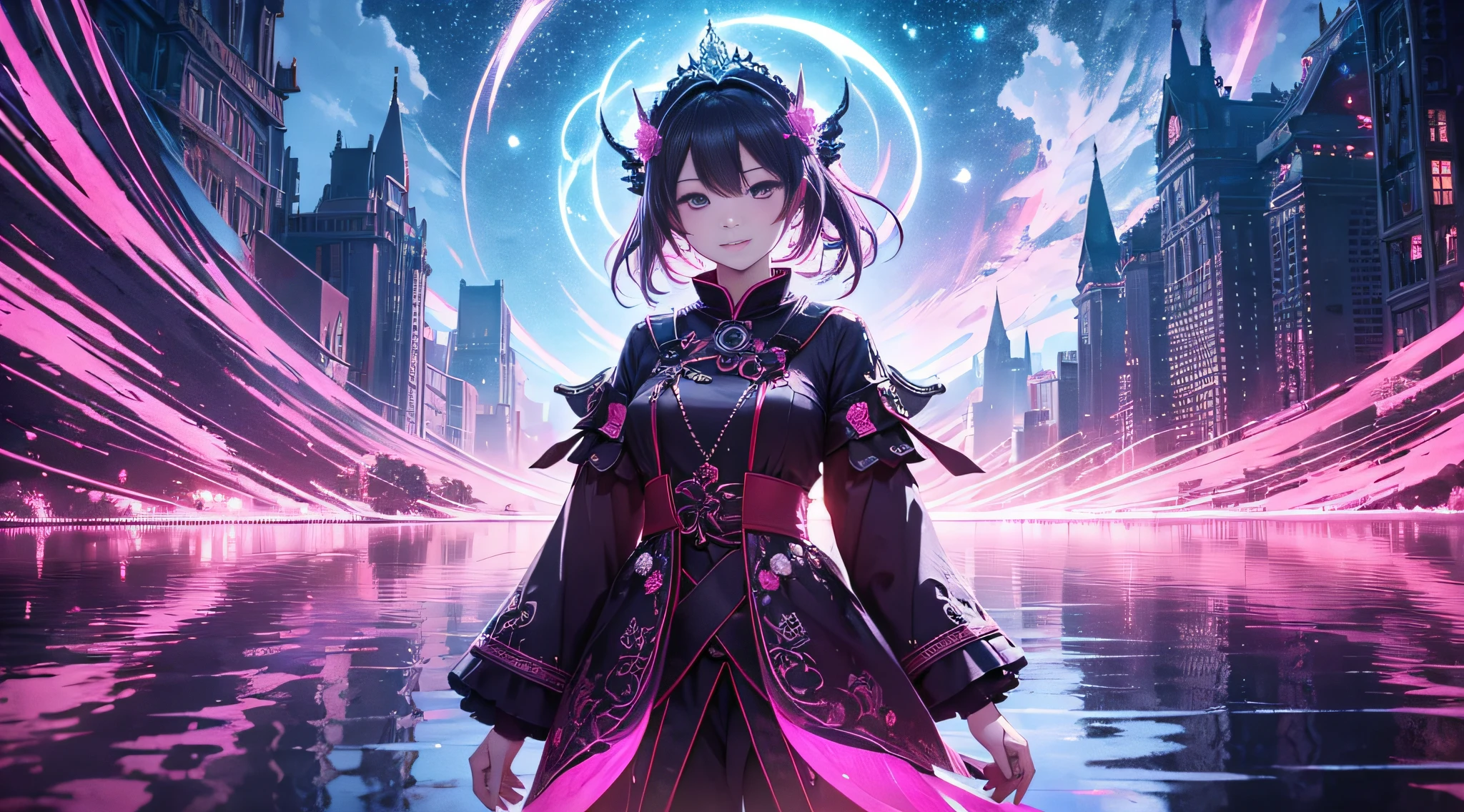 Masterpiece, best quality,young beautiful girl, ultra detailed, official art,unity 8k wallpaper,
Smirk,红色和蓝色,
infrared photography,
(otherworldly hues):1.2,
surreal landscapes, unseen light,
ethereal glow, vibrant colors,
ghostly effect
