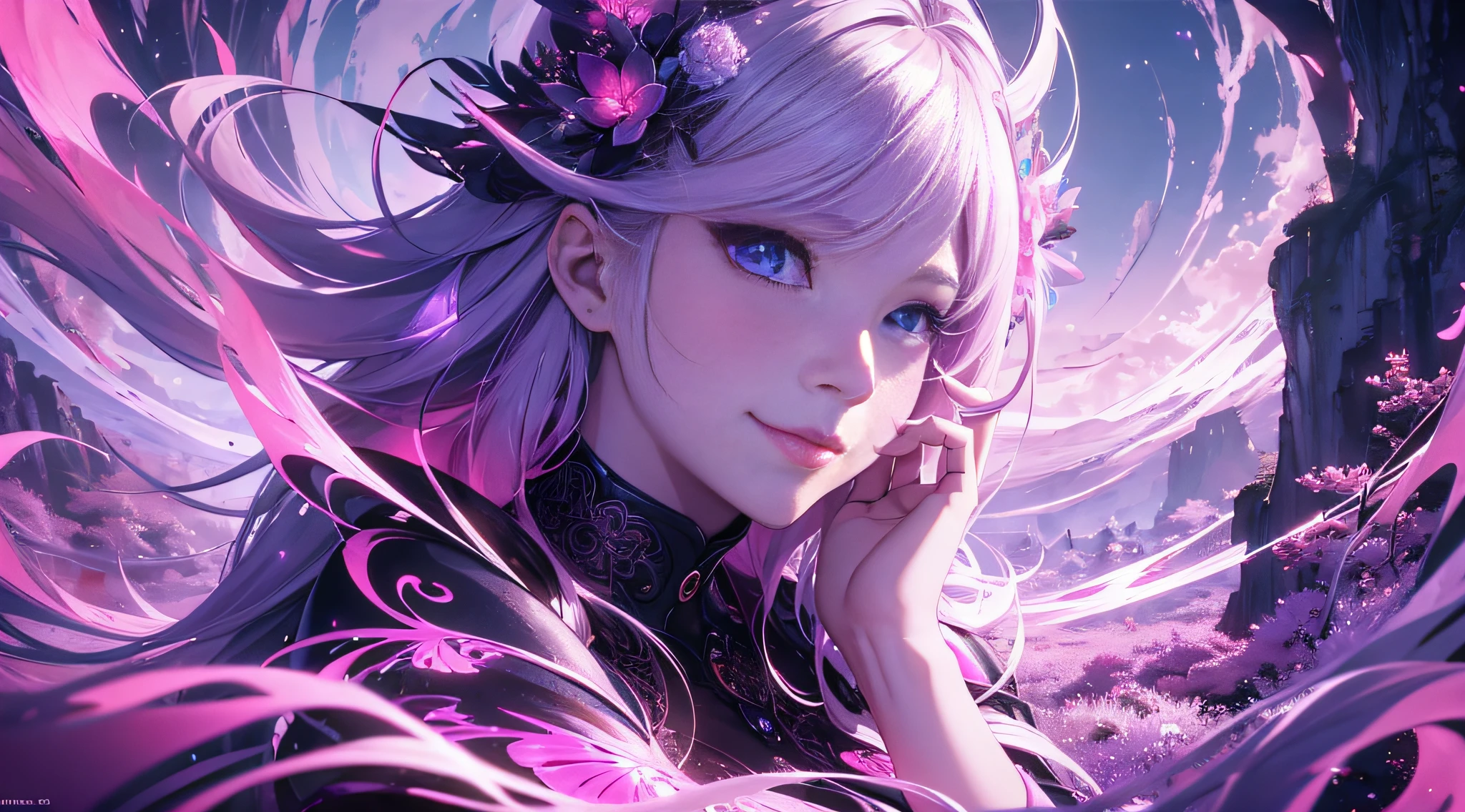 Masterpiece, best quality,young beautiful girl, ultra detailed, official art,unity 8k wallpaper,
Smirk,红色和蓝色,
infrared photography,
(otherworldly hues):1.2,
surreal landscapes, unseen light,
ethereal glow, vibrant colors,
ghostly effect