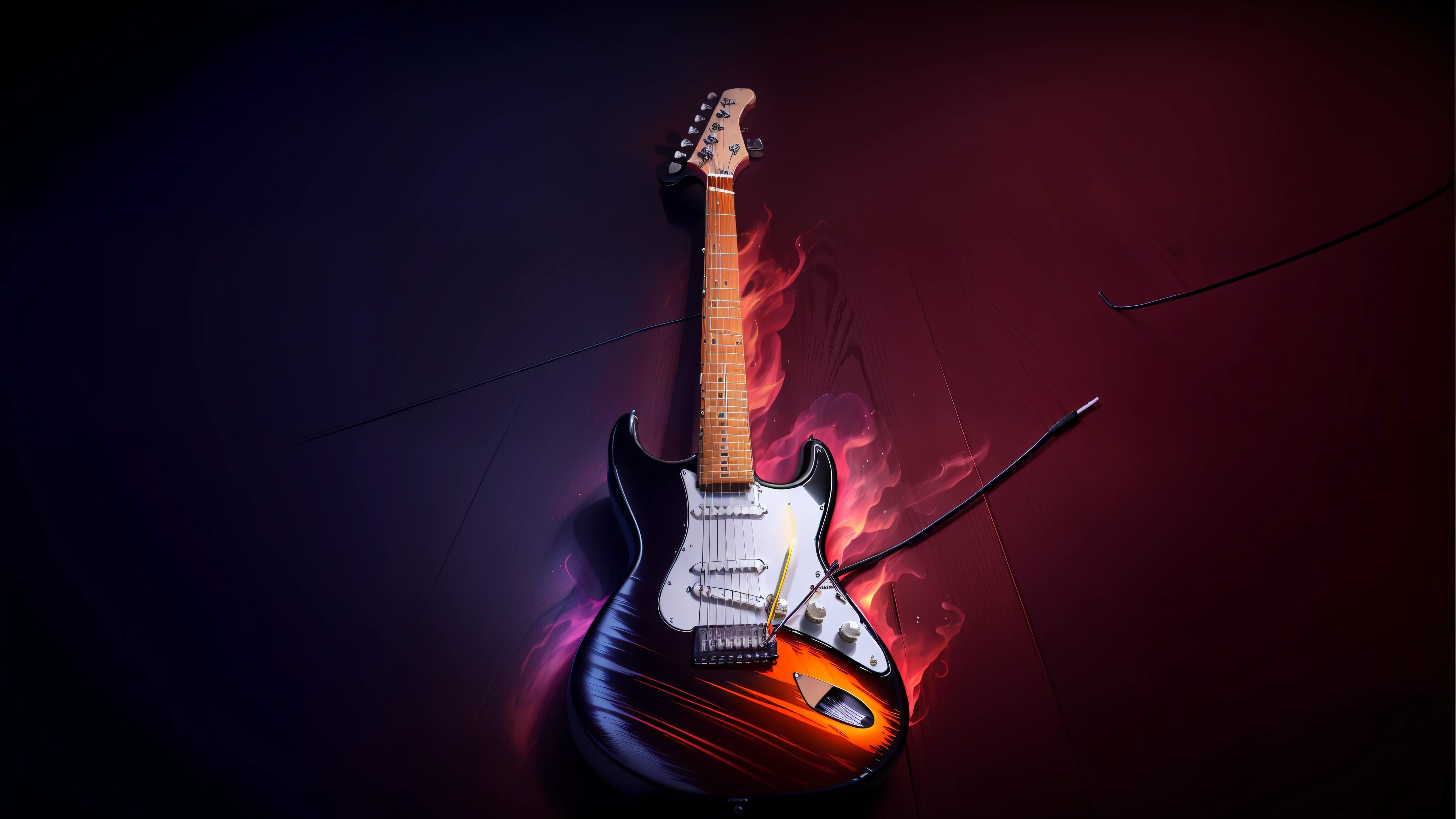 guitar, electric guitar, electric guitar, electric, fire, flames, guitar, black guitar, black color guitar, black and white guitar, tagima guitar, detailed guitar, red core, black color, ultra futuristic, vivid colors, vivid colors, super real, realistic, photorealism hd, musical instrument, music, detailed textures, futuristic colors, detailed colors, realistic shadows, detailed shadows, night, natural light, supernatural, beautiful guitar, beautiful instrument, photorealism, photorealistic, ultra hd, 4k, high resolution, high definition, minute details, divine, heavenly,