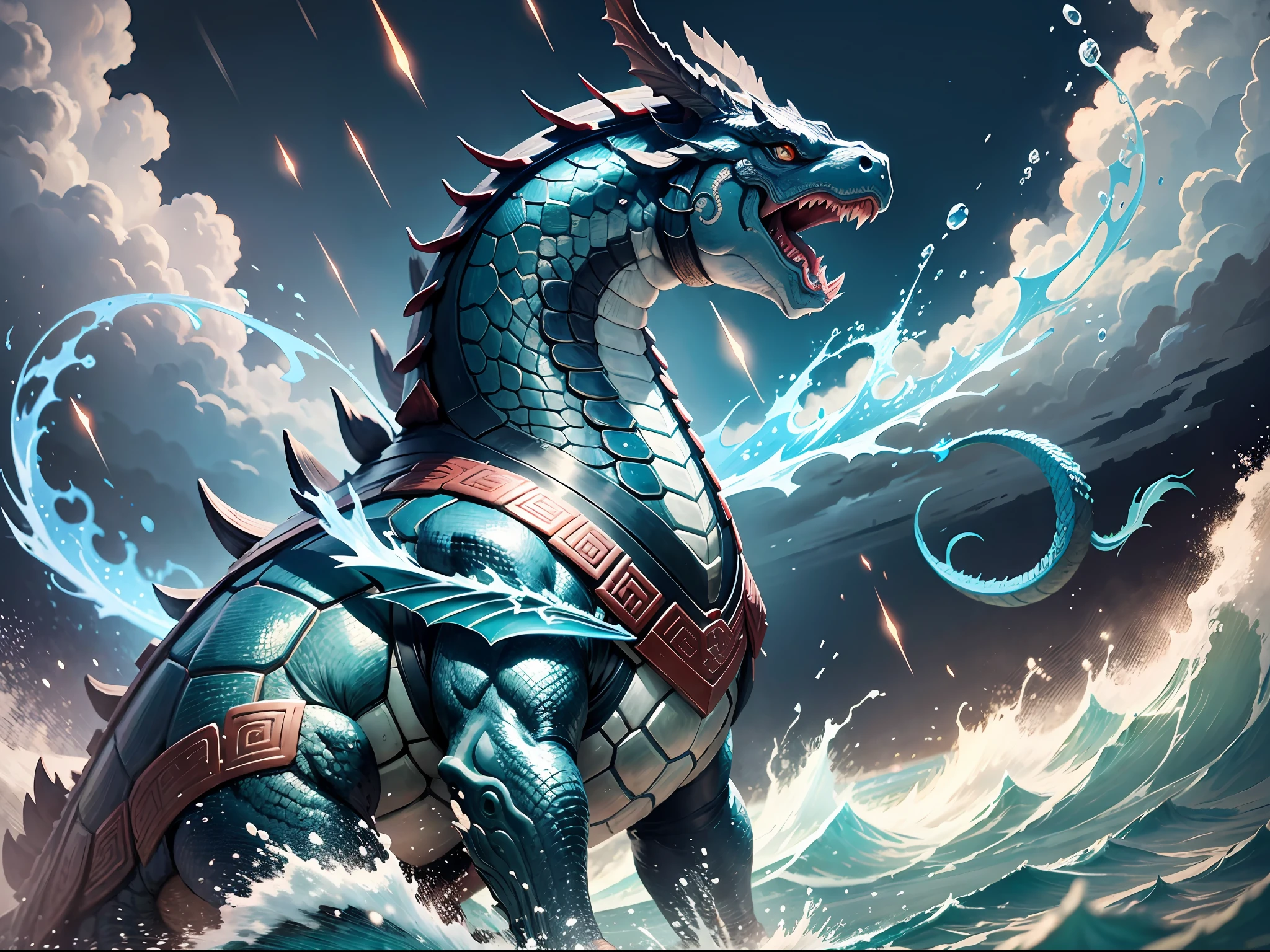 Xuanwu, the largest turtle, dragon head, snake tail, is the head of the water tribe, can call the wind and rain, drive the dragon, Xuanwu is its shape, the head is a dragon, and its shape is a turtle