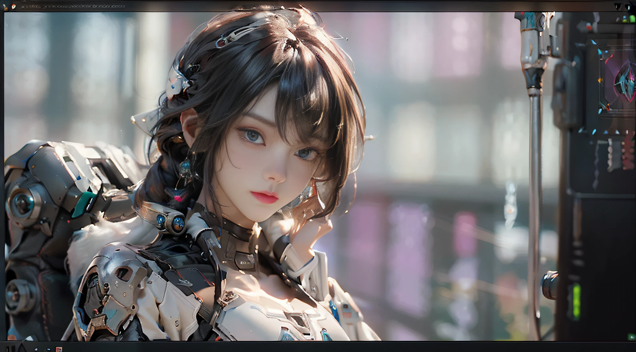 ((Best quality)), ((masterpiece)), (detailed:1.4), 3D, an image of a beautiful cyberpunk female,HDR (High Dynamic Range),Ray Tracing,NVIDIA RTX,Super-Resolution,Unreal 5,Subsurface scattering,PBR Texturing,Post-processing,Anisotropic Filtering,Depth-of-field,Maximum clarity and sharpness,Multi-layered textures,Albedo and Specular maps,Surface shading,Accurate simulation of light-material interaction,Perfect proportions,Octane Render,Two-tone lighting,Wide aperture,Low ISO,White balance,Rule of thirds,8K RAW,