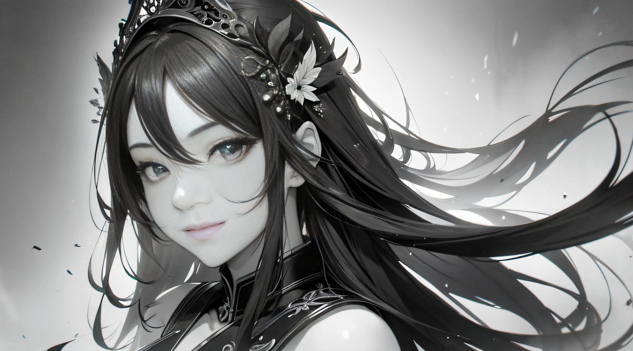 Masterpiece, best quality,young beautiful girl, ultra detailed, official art,unity 8k wallpaper,
Smirk,红色和蓝色,
sumi-e style,
(expressive brush strokes):1.2,
ink wash, gradation, monochromatic,
poetic atmosphere, delicate balance,
fluid motion