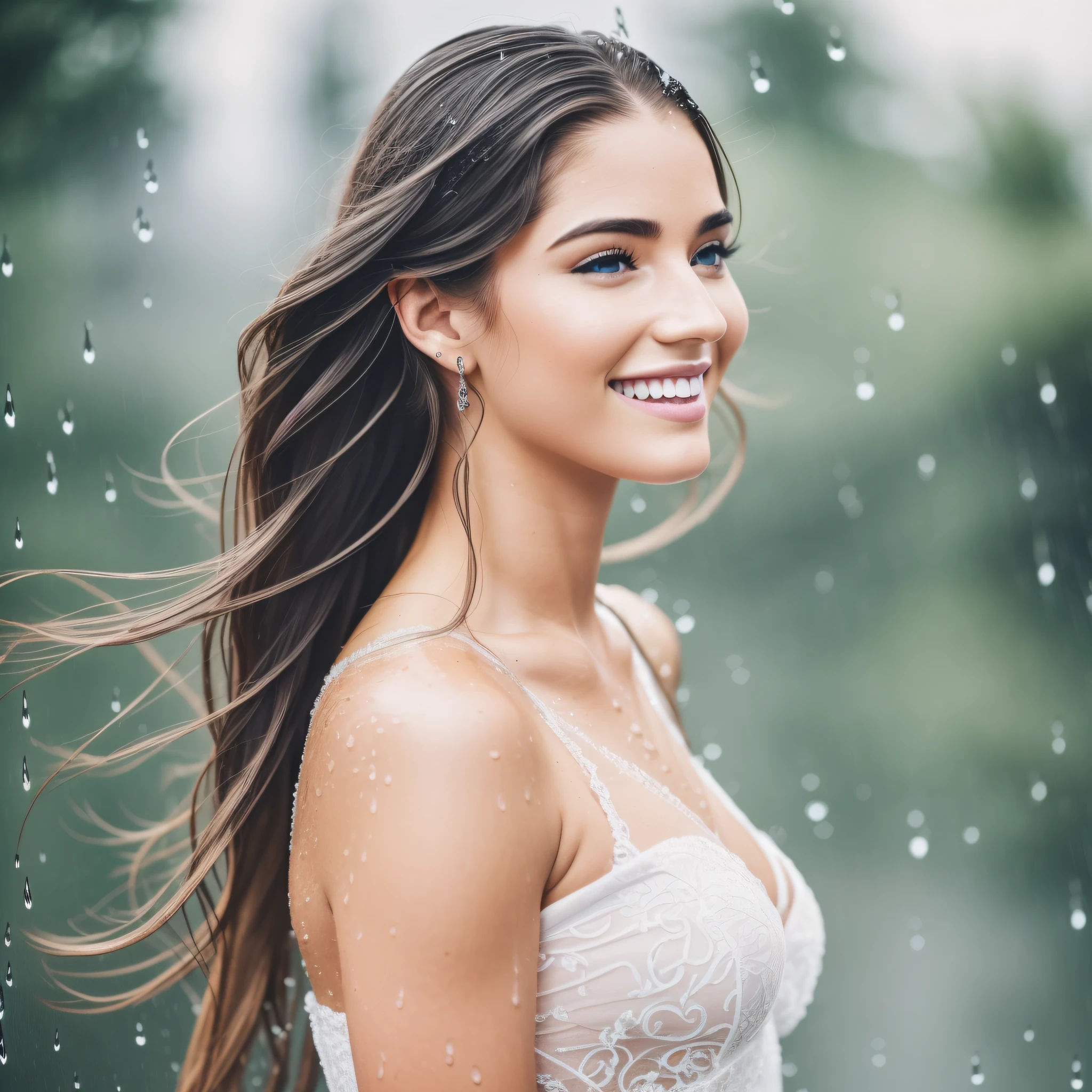 RAW photos, ((best quality, 8k, masterpiece: 1.3)), Focus: 1.2, Perfect Body Beauty: 1.4, Buttocks: 1.2, ((Layered haircut, Breasts: 1.2)), (Wet clothes: 1.1) , (Rain, Street:1.3), Bandeau dress: 1.1, Highly detailed face and skin texture, Delicate eyes, Double eyelids, whitened skin, Long hair, (Shut up: 1.3), smile. --auto --s2