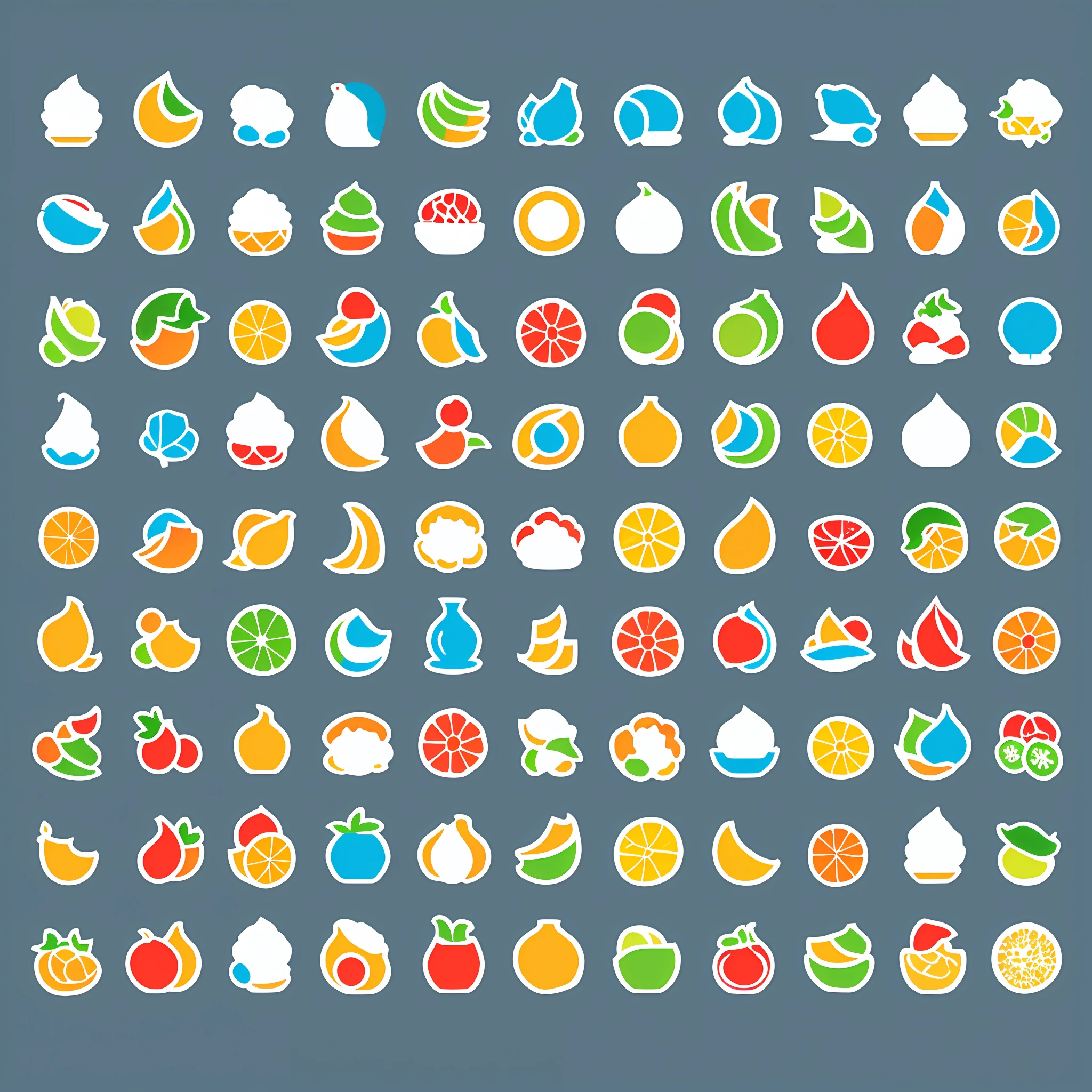 Produce nine simple and flexible icons that can be associated with soft serve ice cream, devoid of border lines and with as little shadow as possible