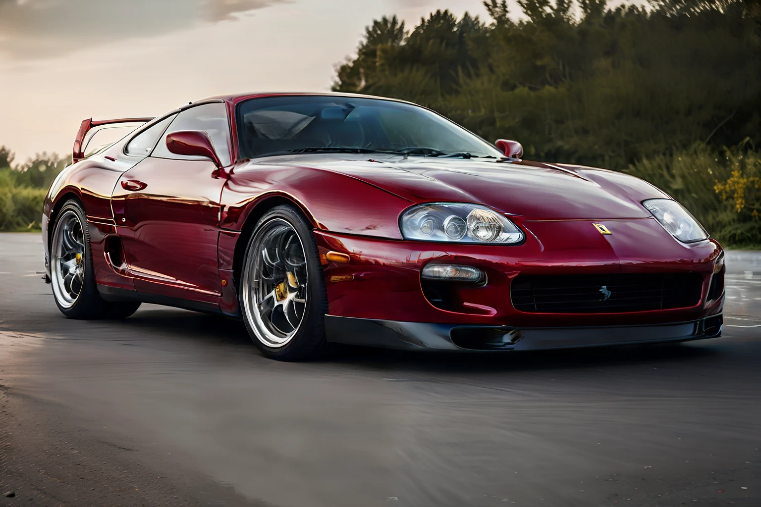 1Ferrari,realistic image with all the details in graphic designer