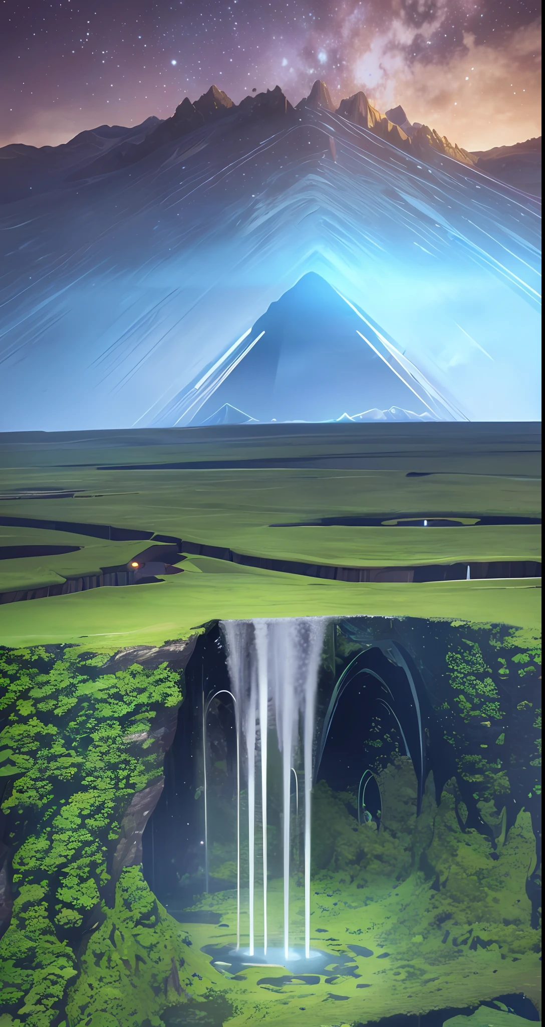 there is a large circular structure in the middle of a mountain, ancient alien portal, symmetric matte painting, portal to ther world, 4 k matte painting, world seen only through a portal, dimensional portal, colossale interstellar portal, forest portal, in the movie arrival, organic matte painting, majestic interstellar portal, 8k matte painting, 8 k matte painting --auto --s2