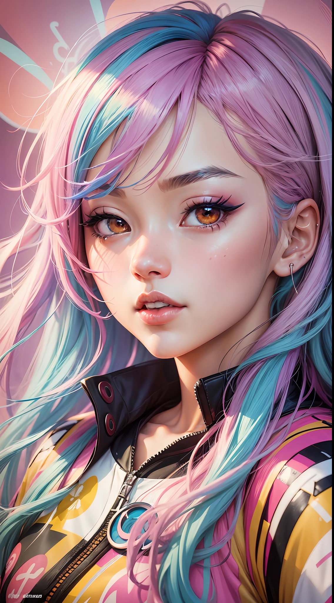 anime girl with colorful hair and a colorful dress, rossdraws pastel vibrant, rossdraws cartoon vibrant, anime style 4 k, beautiful anime portrait, artgerm colorful!!!, ! dream artgerm, beautiful anime girl, anime styled digital art, anime art wallpaper 4k, anime art wallpaper 4 k, digital anime art, extremely detailed artgerm --auto --s2