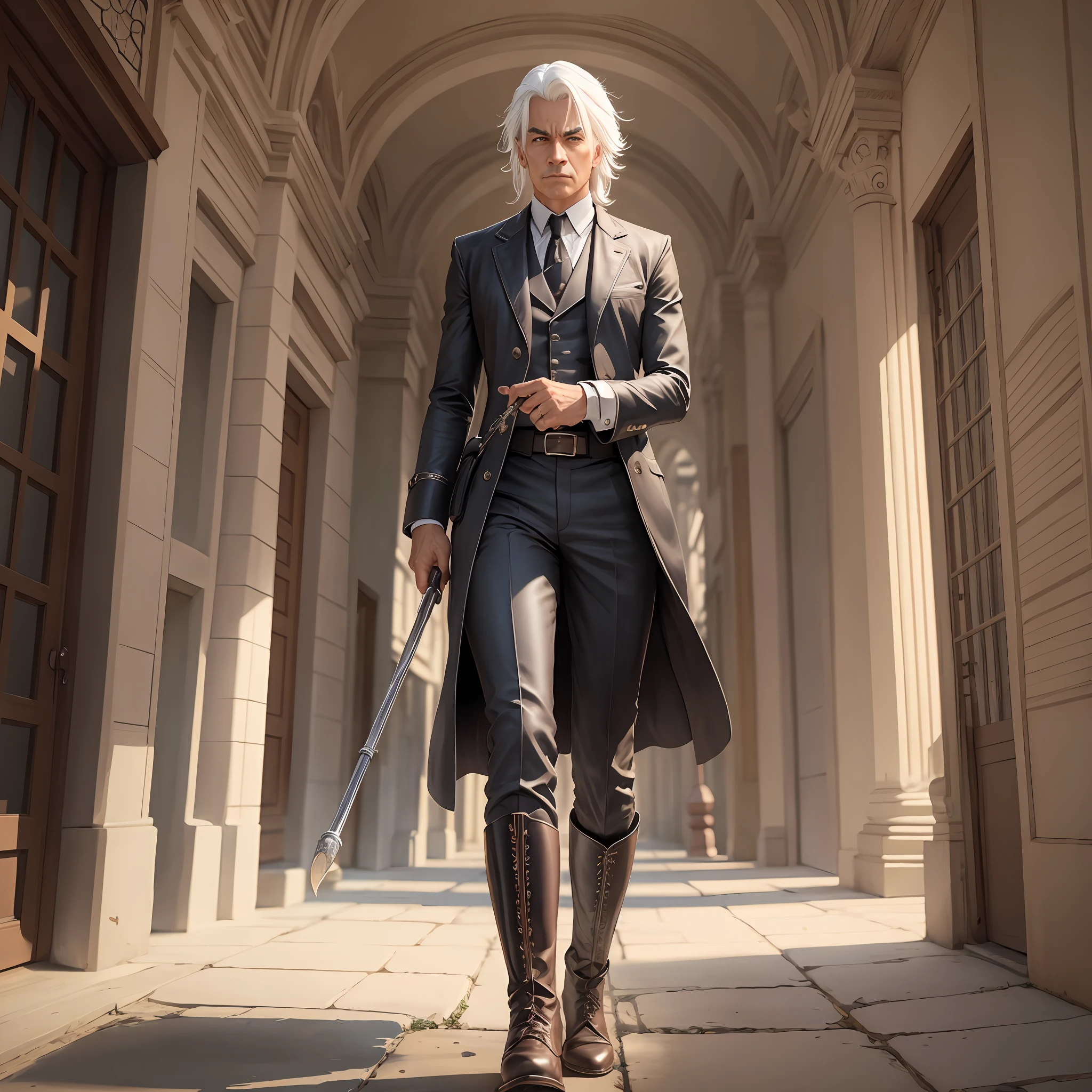Detective, cane, white hair, boots --auto --s2