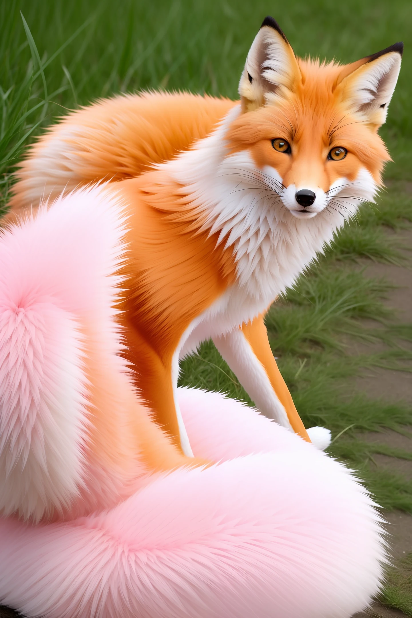 furry male pink white pattern love pupil fox sitting