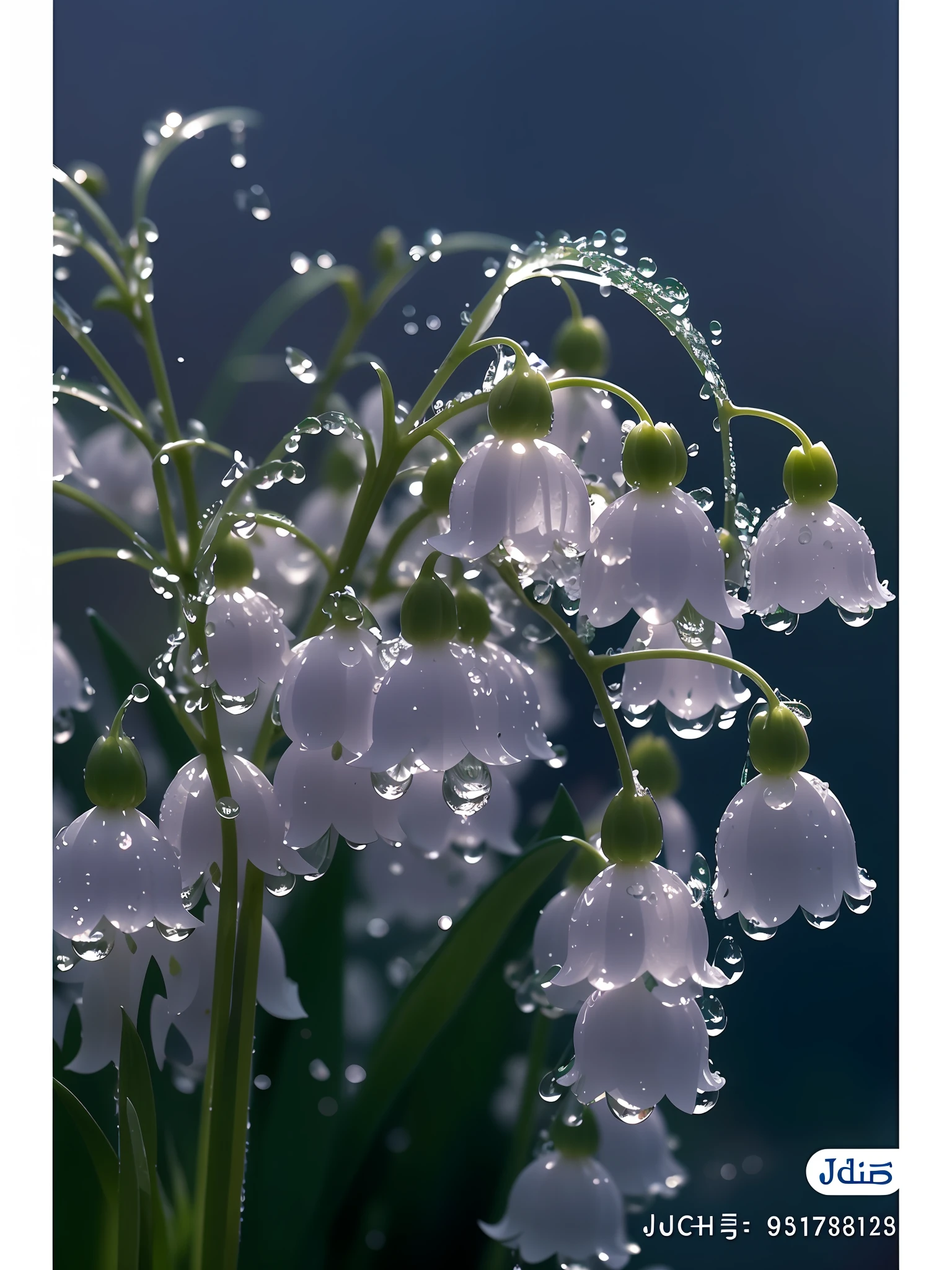 there are many drops of water on the flowers of the plant, dewdrops, dew drops, summer morning dew, magical flowers, covered in water drops, dew, droplets, delicate rain, elegant flowers, raindrops, water droplets frozen in time, ethereal beauty, drops, wet dripping, by John Michael Wright, water drops, wet from rain