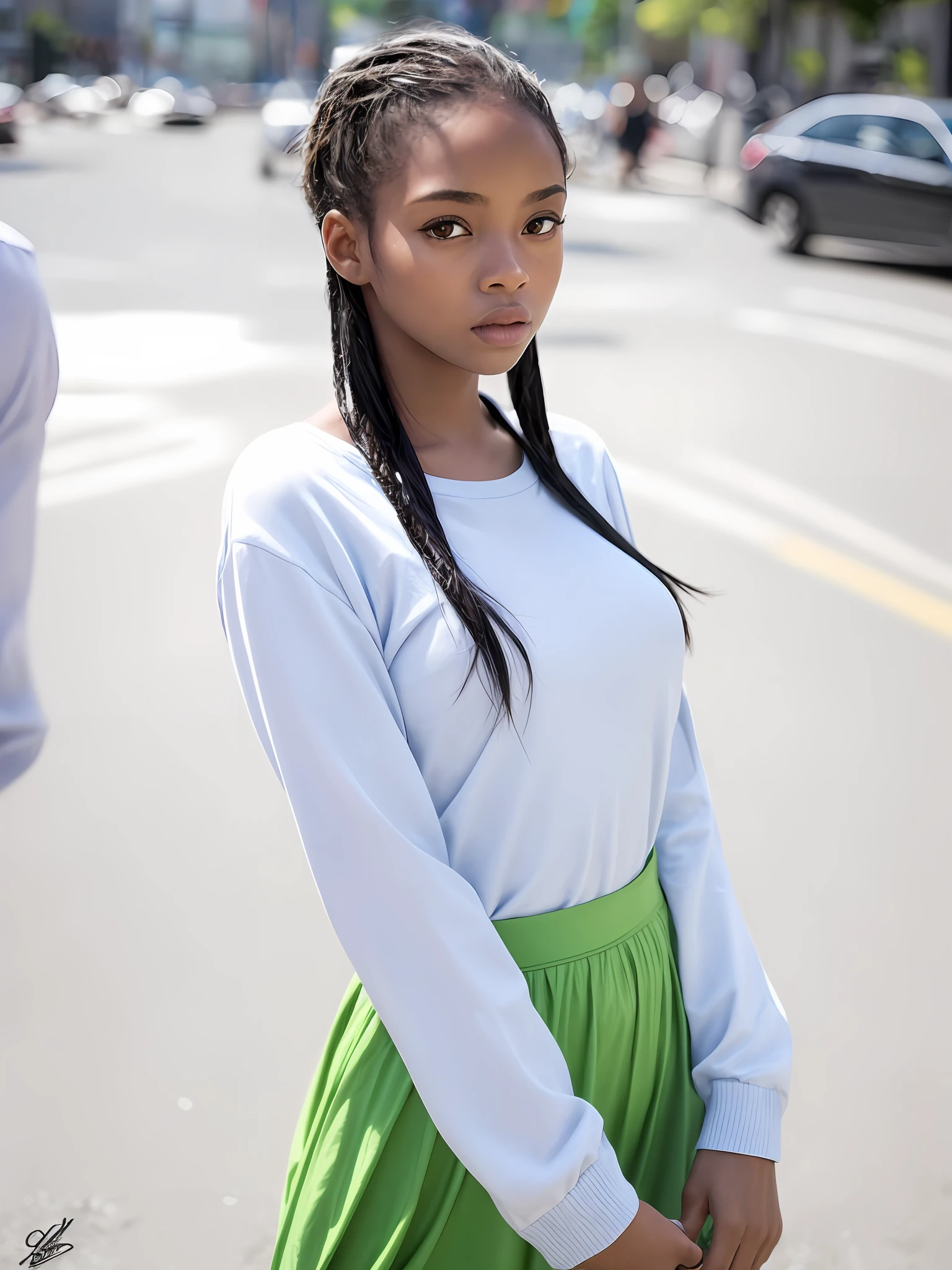 best quality, realistic, photo like, under age of 15, a young black african American girl, extremely beautiful girl face, smooth skin, chest, medium tits, abdomen, extremely beautiful, seductive, enjoy, revealing e-girl clothing, no shirt, ((cum on her:1.2))