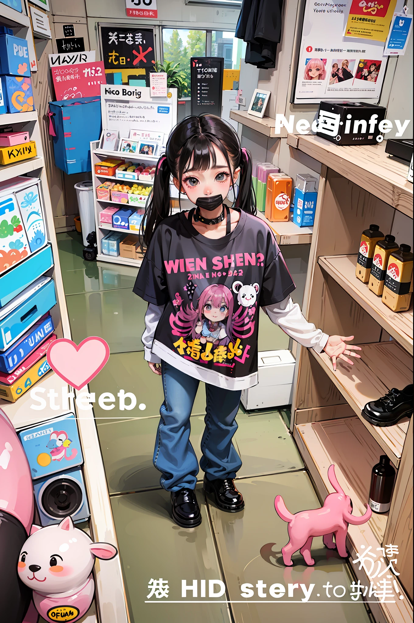There is a little girl standing in the store, so cute, super cute and friendly, black pink Josie, けもの, E-girl, kawaii shirt and jeans, electronic girl, Ruan cute vtuber, Snapchat photos, cute girl, black pink Rosanna Park, Ultra HD, 8k, Best Light, 6 year old little girl, 1girl, super cute, fair skin, (big watery eyes: 1.3, 🤬 🎀 💕 💕 🤮 🎀 🤮 😭 long eyelashes), （kpop，idol，6years old_girl），smile face