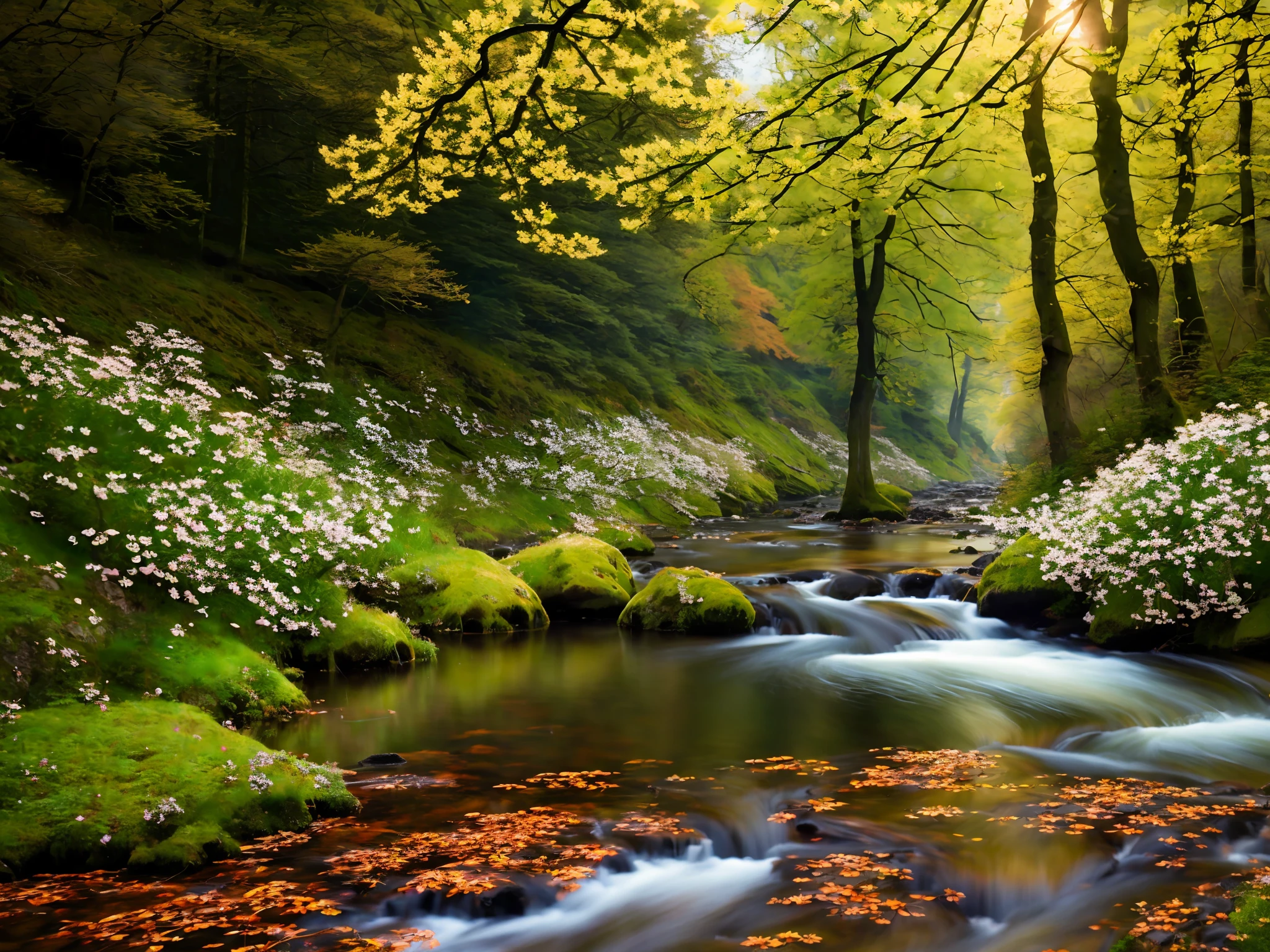 an extremely detailed photo of Czech nature scenery, surreal, spring time, detailed, intricate, elegant, lithe, highly detailed, digital painting, artstation, concept art, smooth, sharp focus, illustration