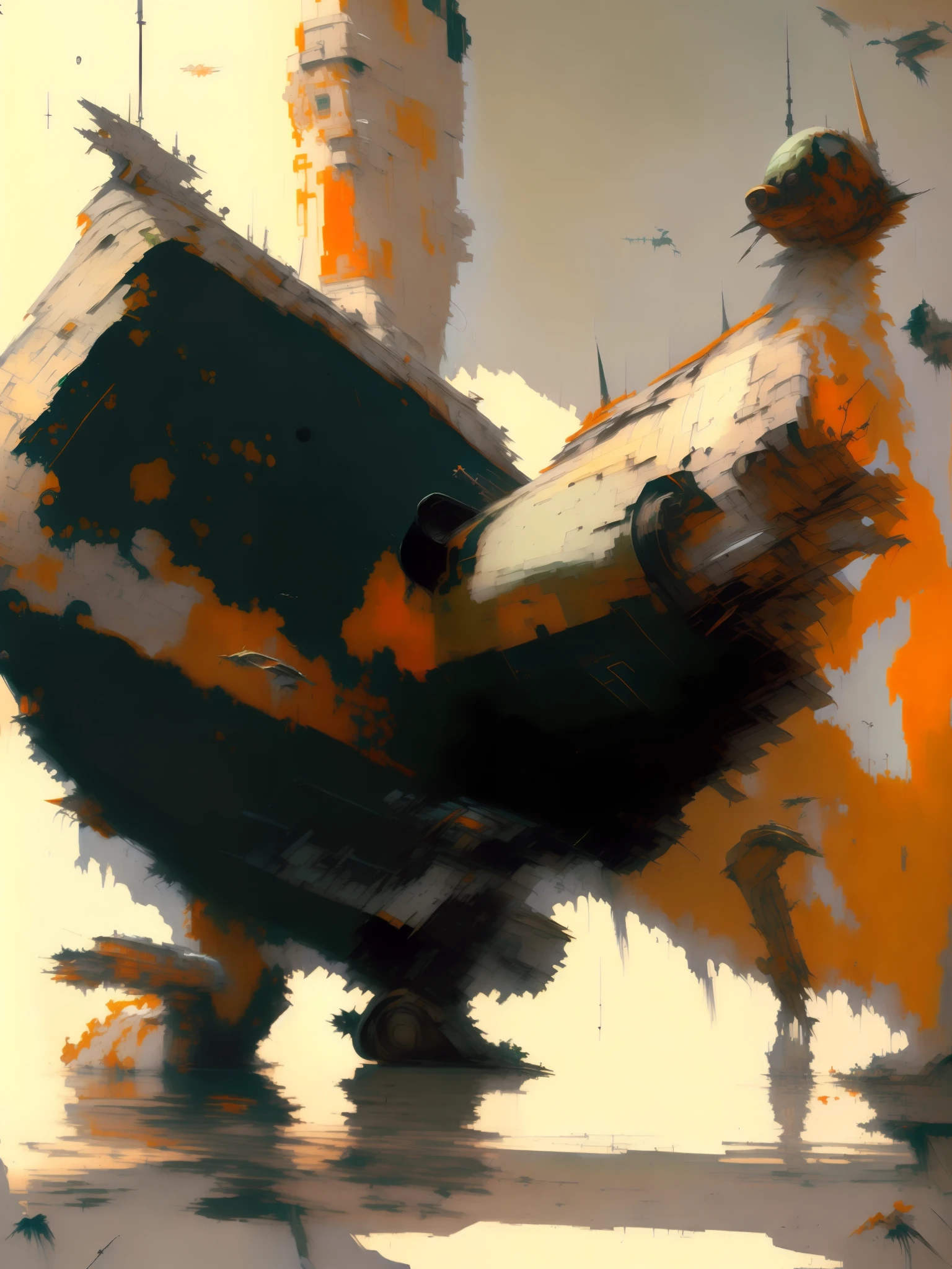 (((Art of ((((((green, Craig Mullins Oliv))))of()))—%2 rough brushstrokes. All Black Spot((((((( black )))))))))