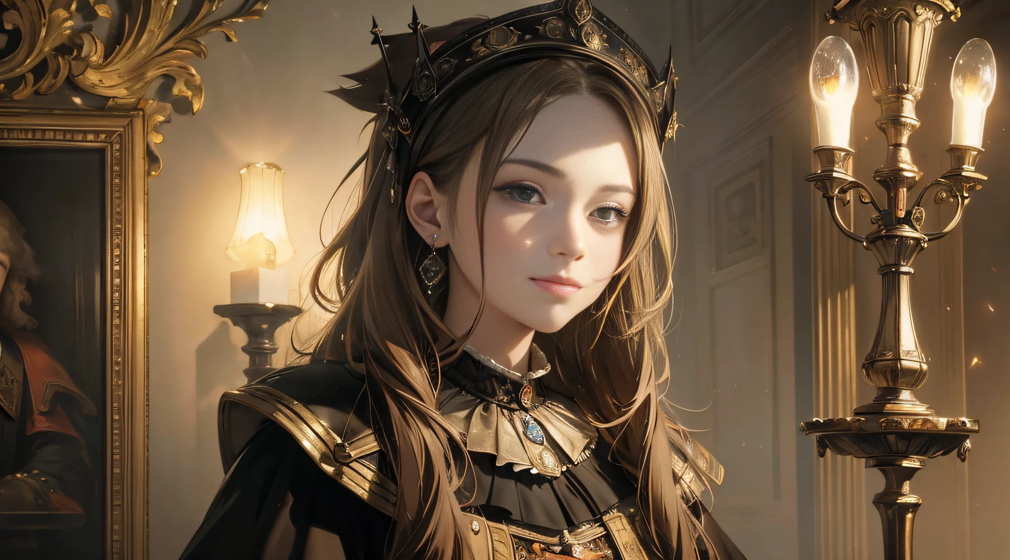 Masterpiece, best quality,young beautiful girl, ultra detailed, official art,unity 8k wallpaper,
Smirk,
Dutch Masters lighting,
(Rembrandt-style):1.2
dramatic chiaroscuro, rich colors,
atmospheric depth, masterful technique