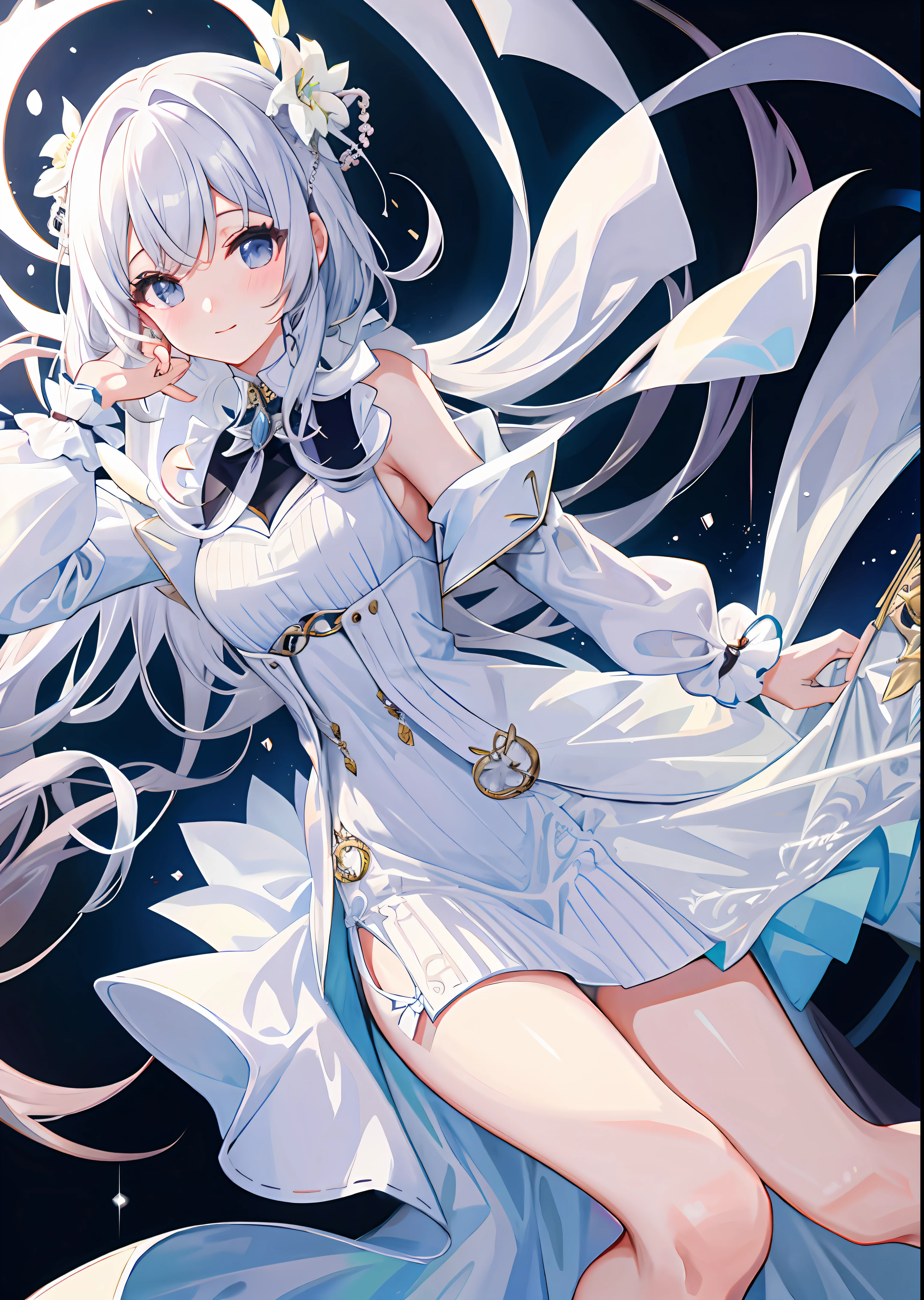 White waistcoat, gown, self-linging, pessant dress, Versace
Mixed Aufer-chan