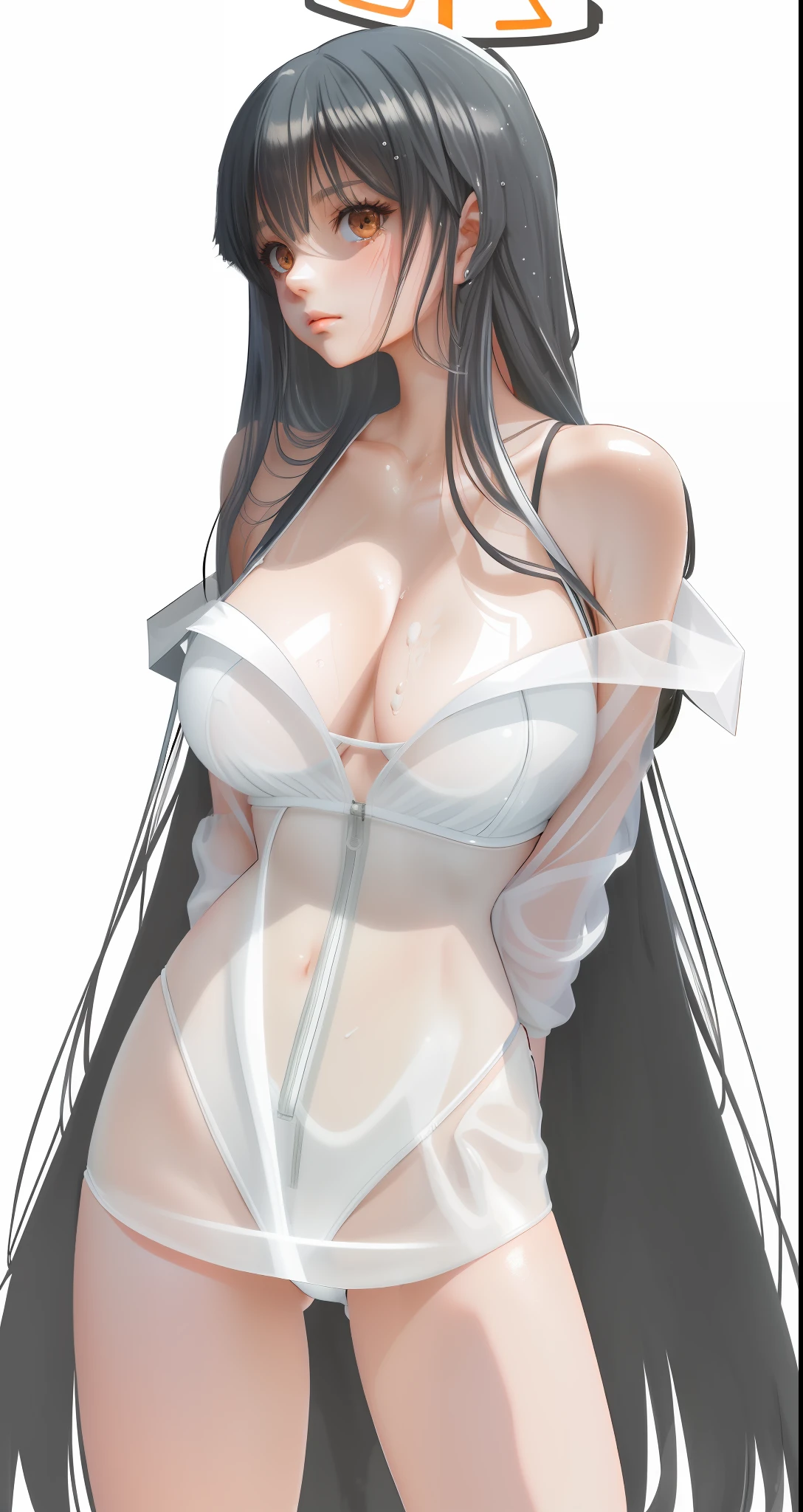 Girl long hair bangs hair covering eye quality swimsuit Mini skirt short wet transparent clothing beautiful body rtx 4k Anime bathroom showing body boobs realistic shadows HairWhite hair Volumous hair look sexy detailed eyes