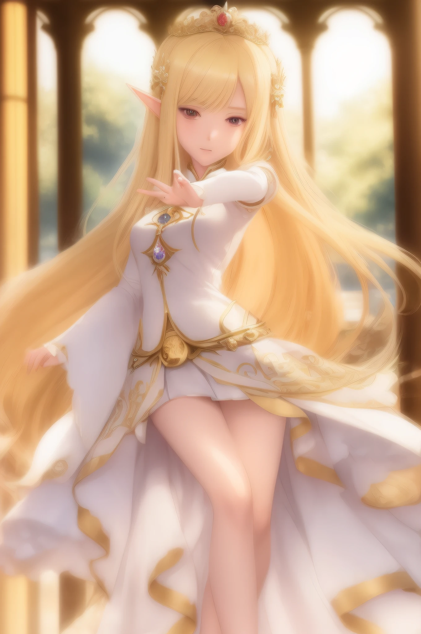 anime girl in a white dress with long blonde hair, anime goddess, blonde - haired princess, ((a beautiful fantasy empress)), blonde anime girl with long hair, cute anime waifu in a nice dress, royal elegant pose, anime princess, portrait knights of zodiac girl, blonde goddess, a beautiful fantasy empress, alluring elf princess knight, beautiful goddess --auto --s2