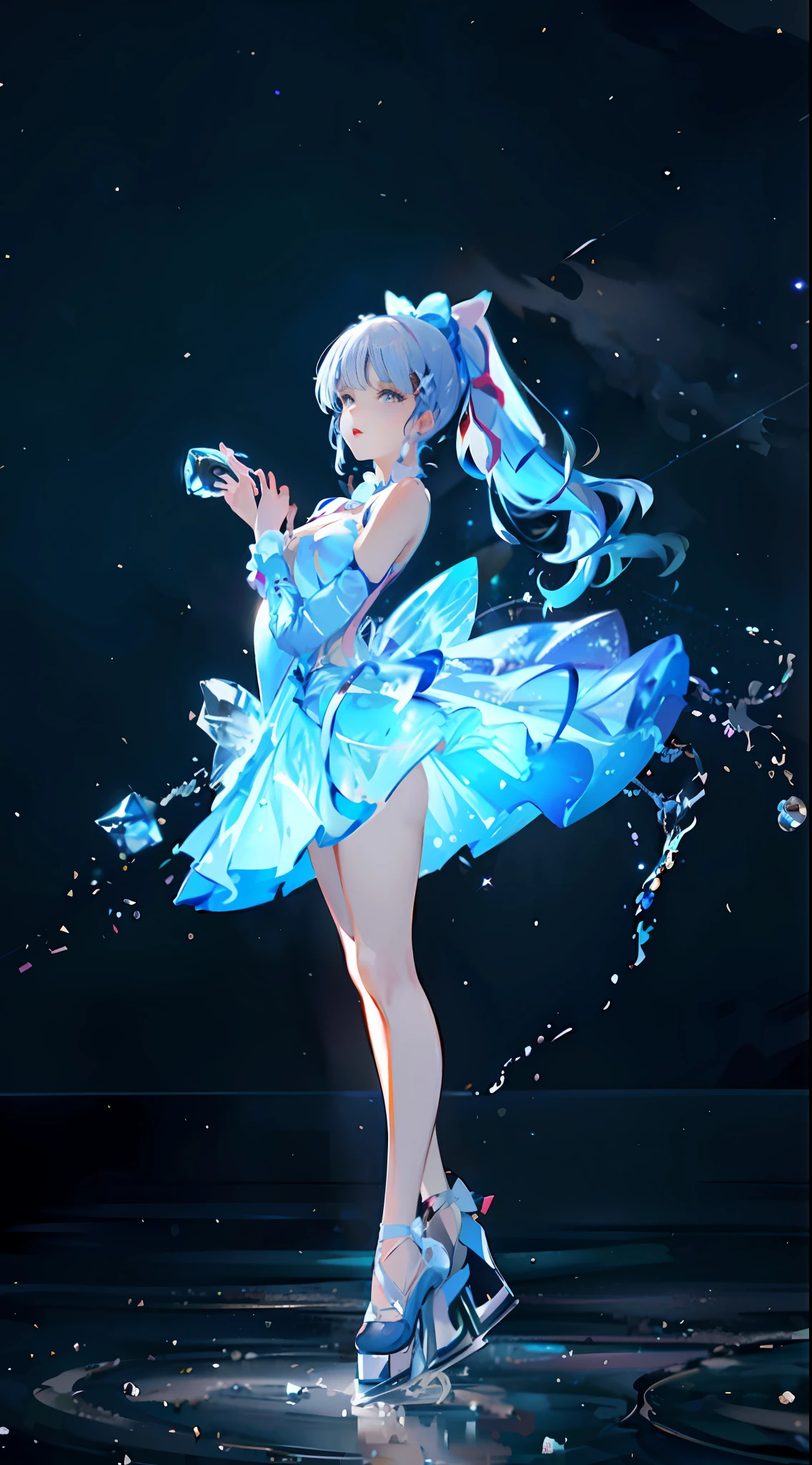 a close up of a person in a dress on a stage, cute anime waifu in a nice dress, splash art anime loli, from the azur lane videogame, stylized anime, digital anime art, high quality anime artstyle, anime style. 8k, anime styled 3d, azur lane style, digital art on pixiv, anime moe artstyle