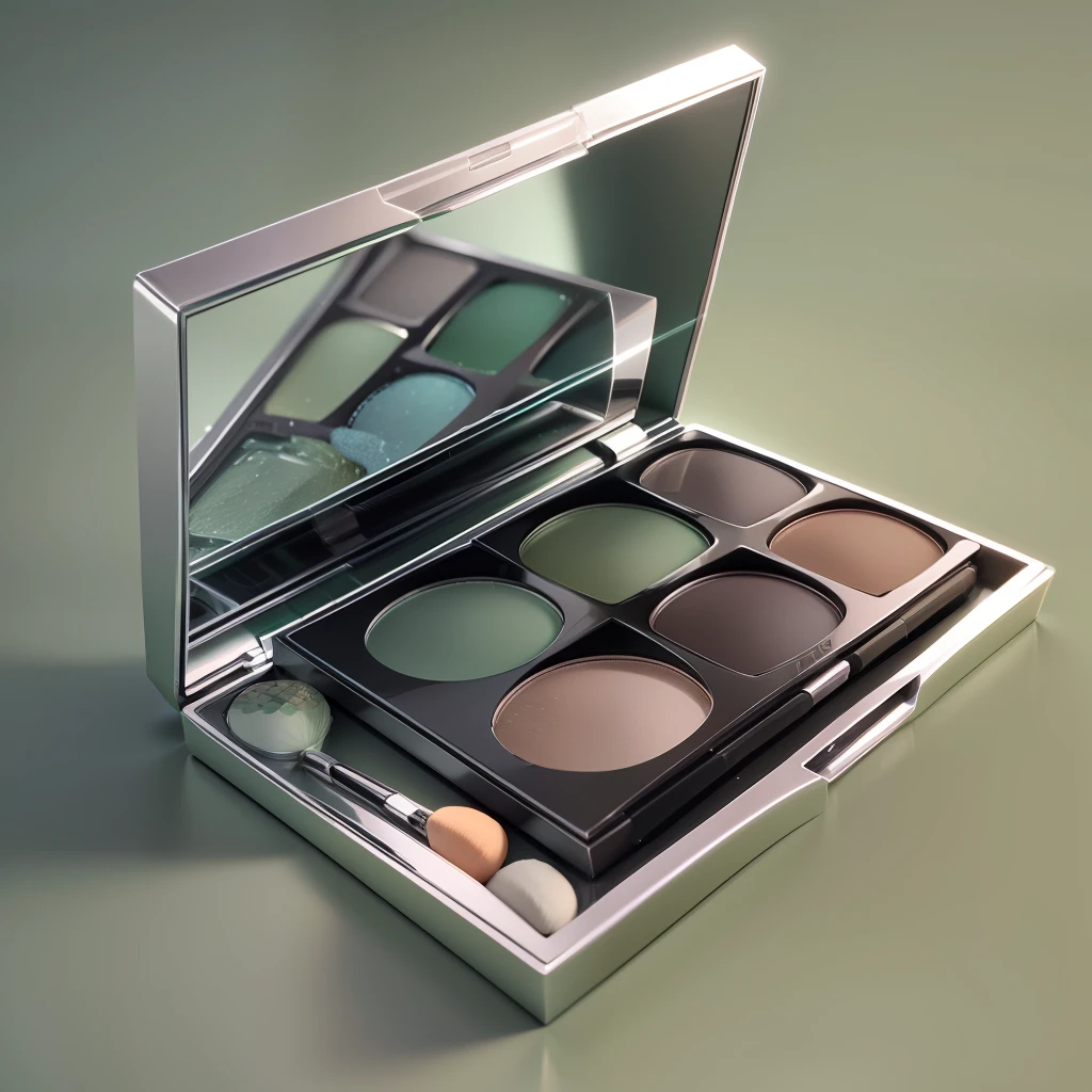 Blender 3d, palette of makeup, silver palette, green tones, 8 colors, make, palette, object