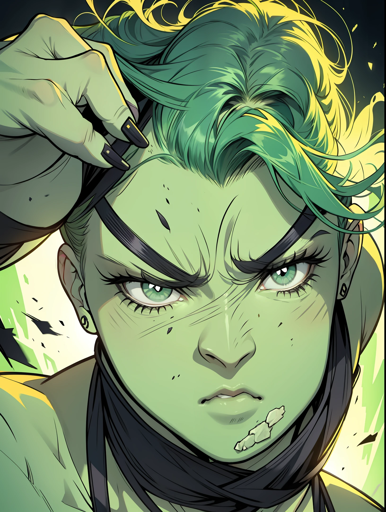 Woman Hulk Rouoa all torn without callinha. Realistic image anger pose