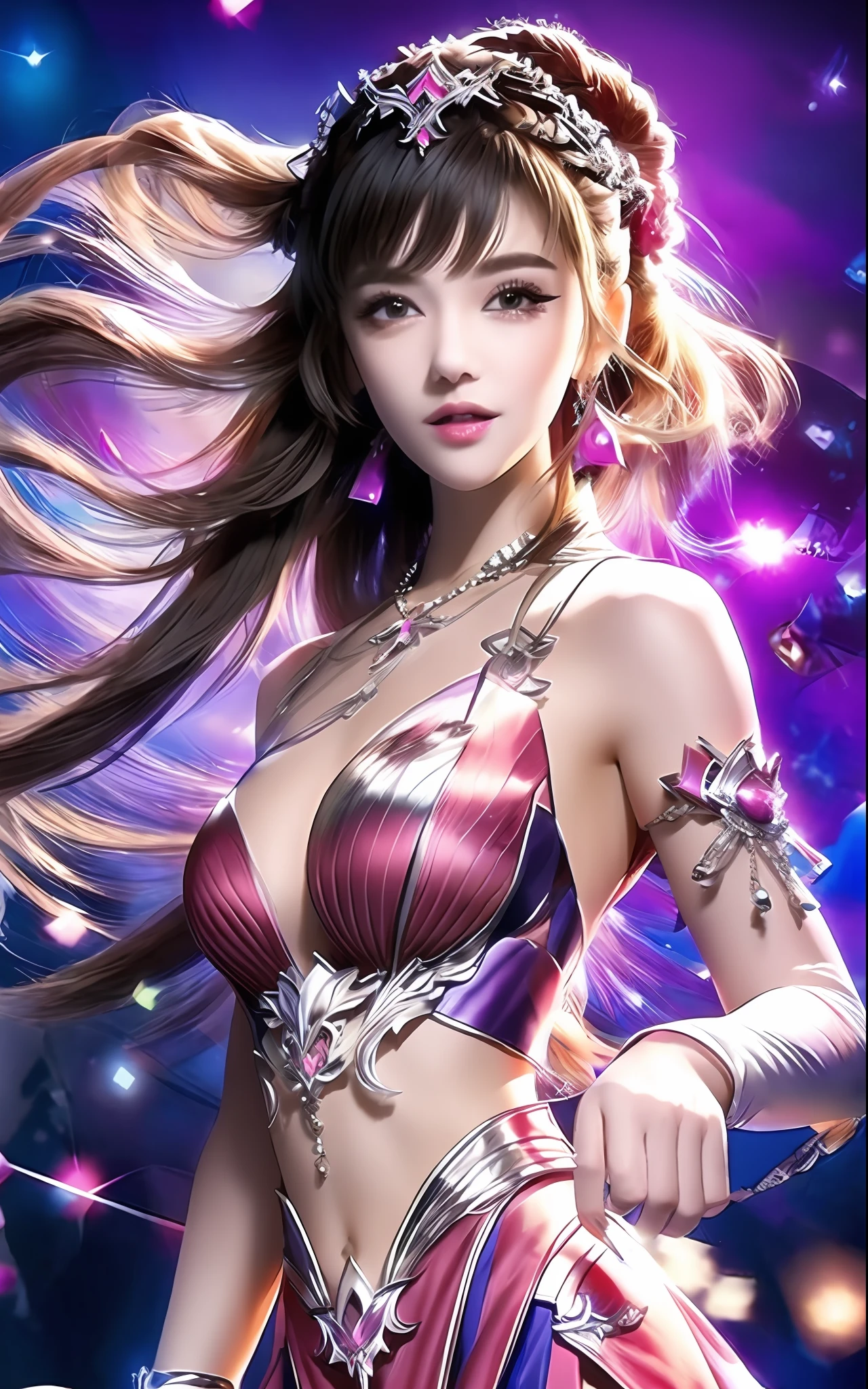best quality, masterpiece, high resolution, martial arts 1girl, blush, (seductive smile:0.8), star pupils, hair accessories, necklace, jewelry, beautiful face, upon_body, tyndall effect, realistic,, edge lighting, two-tone lighting, (high detail skin: 1.2), 8k ultra hd, DSLR, soft lighting, high quality, volumetric lighting, frank, photos, high resolution, 4k, 8k, bokeh