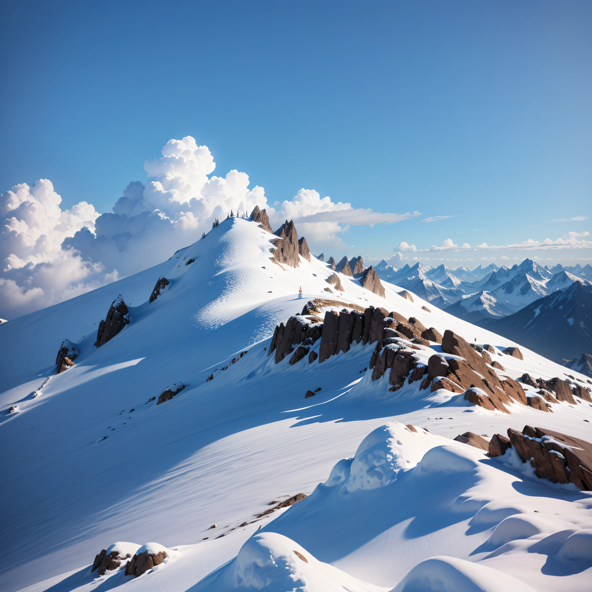 Top of a snow-capped mountain with clear weather and plenty of sunshine --auto --s2