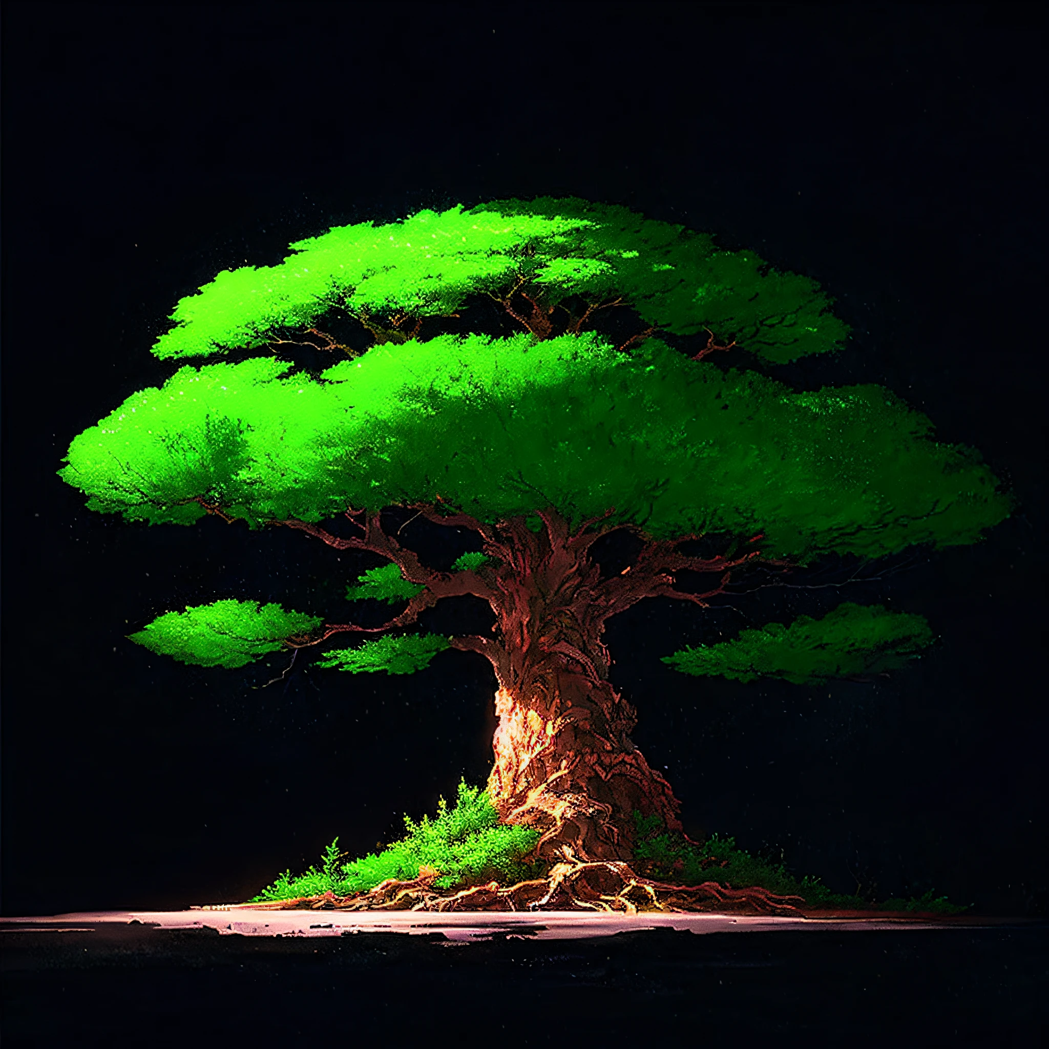 a close up of a tree with a black background, environmental concept art, digital painting highly detailed, stylized concept art, digital painting concept art, environment art, low detailed. digital painting, rendered art, painted as a game concept art, fantasy tree, high quality digital painting, stylized painting, high resolution concept art, environment artist, rendered image