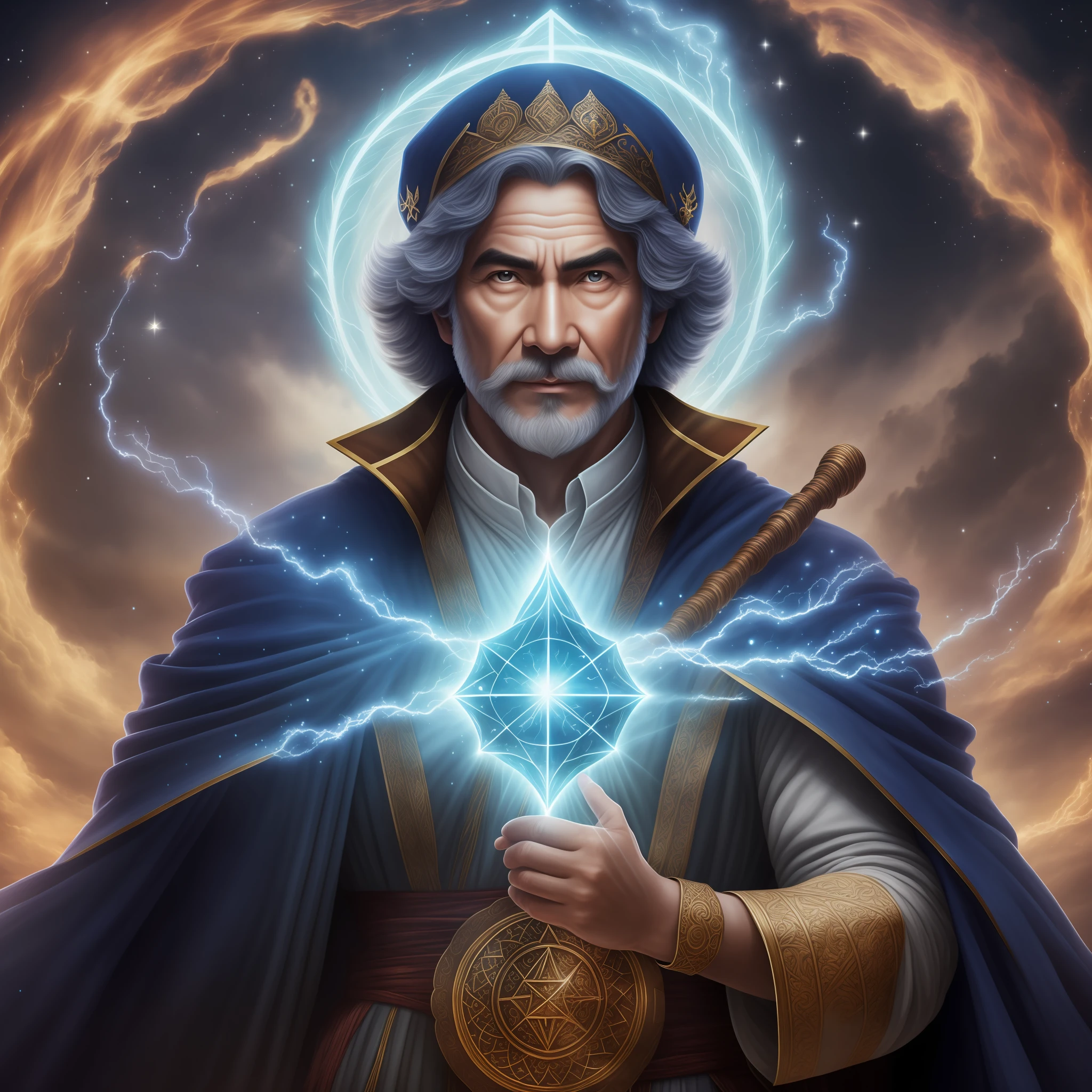 In this fantasy world, there is a weather mage named Alvin. Alvin is a wise and powerful wizard with the ability to manipulate the weather.
Alvin was a middle-aged man, tall and powerful, with thick black hair falling down his shoulders and a twinkle of wisdom in his eyes. He wears an ornate robe, which is made of blue silk and his chest is dotted with twinkling stars, symbolizing his connection to cosmic celestial bodies. He holds an intricately carved magic staff, the top of which is set with a transparent sapphire, representing his weather magical power.
As a weather mage, Alvin has the ability to manipulate natural elements such as wind, rain, lightning, and sunlight. By concentrating, he can direct the flow of air in the atmosphere, adjust temperature and humidity, and thus create various weather phenomena. When he raises his staff, a mysterious rune appears in the sky, representing the weather magic he casts.
Alvin protects people and nature with his abilities, he can summon ganlin to moisturize the arid land and bring a good harvest to the cultivation of farmland; He can disperse snowstorms and protect people from the cold; He can bring cool summer rain, purify the air and make people feel refreshed.
Alvin was also a prophet who could predict changes in nature and the human world by observing changes in the weather. His wisdom and knowledge make him an important source for people to seek advice and guidance.
Alvin travels all over the continent to bring peace and hope to people. His kindness and courage inspired people, and his name became a symbol of endless respect and gratitude in people's hearts. He uses his weather magic to create wonderful and haunting sights, connecting the forces of nature with human life. --auto --s2