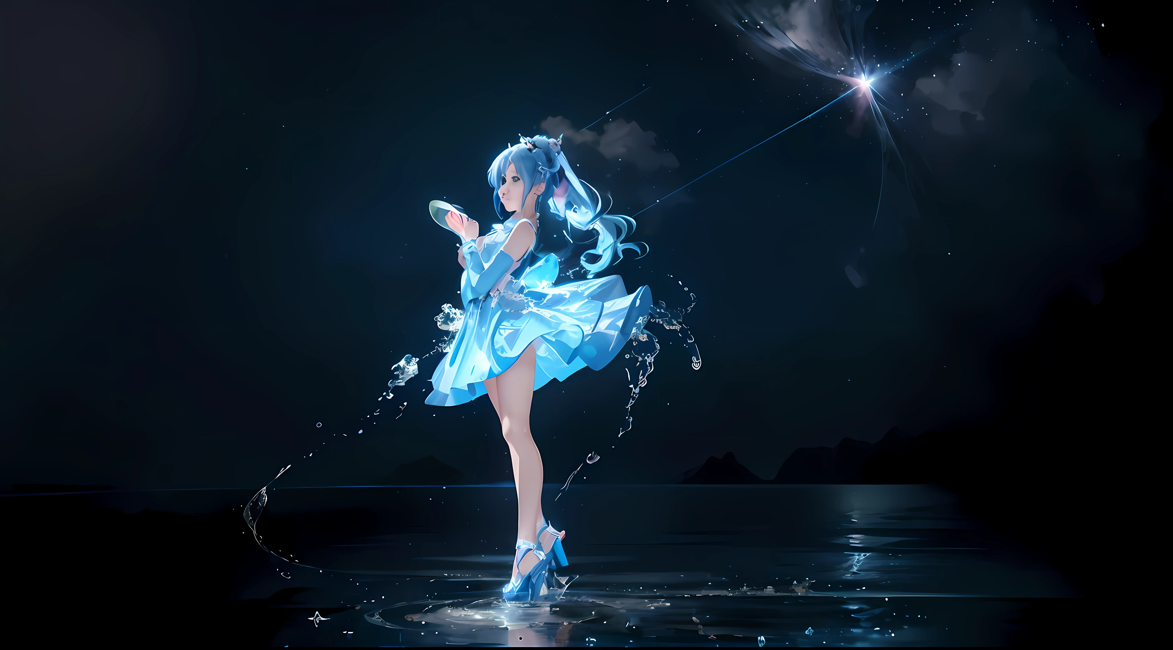 anime girl in a blue dress with a star in the background, wallpaper anime blue water, anime art wallpaper 8 k, splash art anime , anime art wallpaper 4 k, anime art wallpaper 4k, 4k anime wallpaper, anime wallpaper 4 k, anime wallpaper 4k, anime style 4 k, ultra hd anime wallpaper