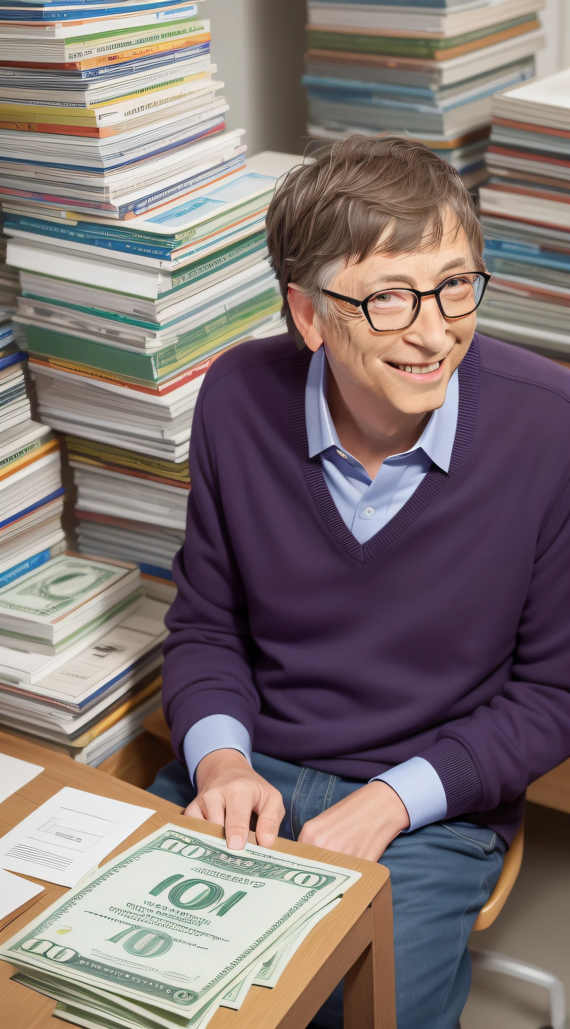 Bill Gates laughed and counted the money