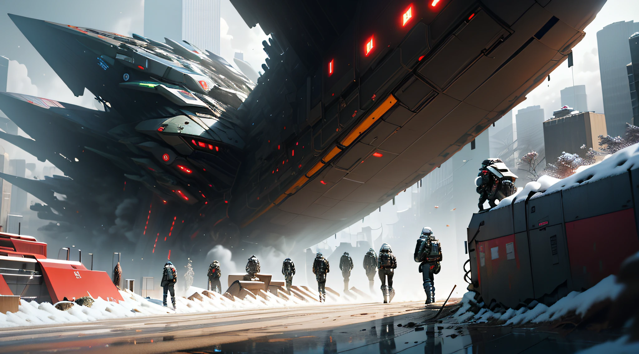 ((Best quality)), ((masterpiece)), (highly detailed:1.3),In a sprawling cyberpunk metropolis, dominated by towering skyscrapers and neon-lit alleys, a dystopian mega corporation known as OmniCorp reigns supreme. OmniCorp, driven by insatiable greed and power, has ventured beyond Earth's boundaries to exploit the vast resources of near-earth objects (NEOs) in a relentless pursuit of profit.Set in a gritty future, where the line between humanity and technology blurs, your images will depict the dark and ruthless world of NEO asteroid mining. Explore the juxtaposition of high-tech machinery, advanced robotics, and human labor as they collaborate to extract precious minerals and resources from the cold depths of space.Capture the scenes of colossal mining rigs, suspended in zero-gravity, relentlessly drilling into massive NEOs, their mechanical arms piercing through the rocky exterior. Show the workers, adorned in cybernetic suits, braving the harsh conditions of space to harvest the valuable ores, their faces obscured by gas masks and reflective visors.Amidst the cold and desolate asteroids, reveal the towering presence of the OmniCorp headquarters—a monolithic structure that casts a shadow over the workers below. Showcase the opulent offices and boardrooms, where executives make decisions that shape the destiny of both the company and the exploited masses.But beneath the shiny veneer of corporate power, unveil the simmering rebellion of the oppressed. Depict the clandestine activities of underground resistance movements, fighting against OmniCorp's iron grip on society. Show their covert operations, hacking into the corporation's networks, and plotting to expose its dark secrets.Incorporate elements of advanced technology, cybernetic enhancements, holographic displays, and augmented reality overlays to accentuate the cyberpunk atmosphere. Explore the contrast between the bleak and polluted cityscape and the infinite expanse of space, emphasizing the impact of humanity