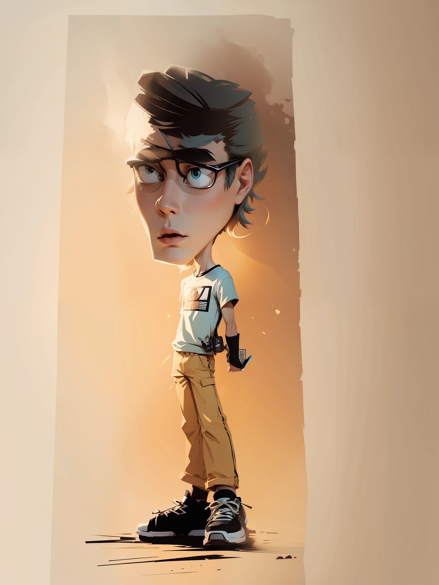 A standing boy dressed casually in comics style, Vector art