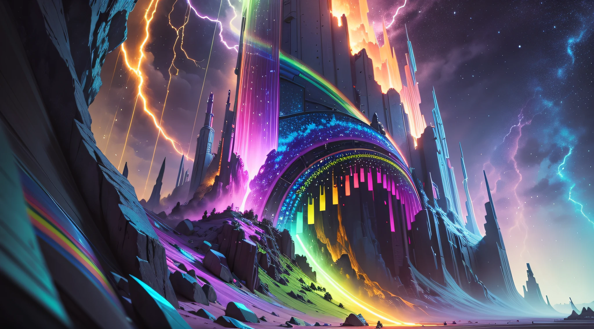 Best Quality), 4K, Super Detailed, (Dynamic Composition:1.4), Highly Detailed, Colorful Detail, ( Rainbow:1.2), (Glow, Atmospheric Lighting), Dreamy, Magical, (Solo:1.2) --auto --s2