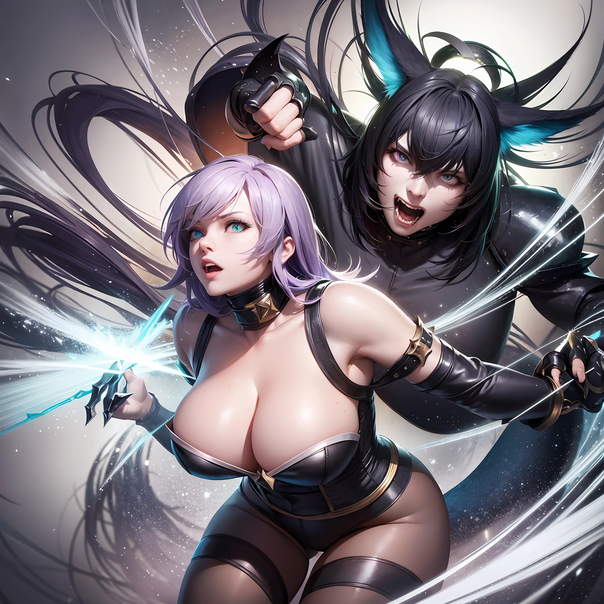 leauge of legends urgot in fight with ahri (realistic), 4k, sharp --auto --s2