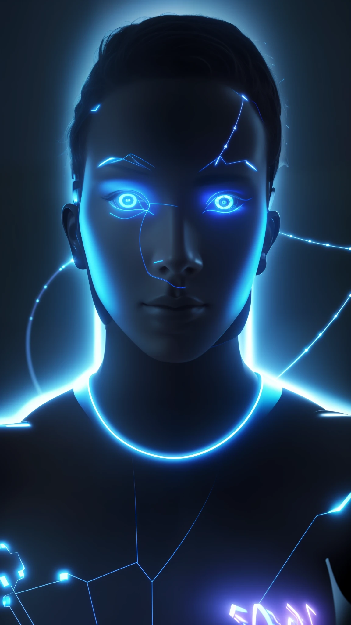 "Imagine an image that represents the perfect fusion between a human being and artificial intelligence. In this image, you see yourself as a hybrid entity, where parts of your body are replaced by advanced technological elements. Her skin has a metallic hue, with circuits and cybernetic wires intertwining with her limbs. Your eyes glow with an intense light, denoting the presence of the artificial intelligence that is now part of you. Around it, futuristic symbols and digital elements form an aura of technology and innovation. This image captures the perfect union between human potential and the capability of artificial intelligence, symbolizing the fusion of knowledge, skills and limitless possibilities."