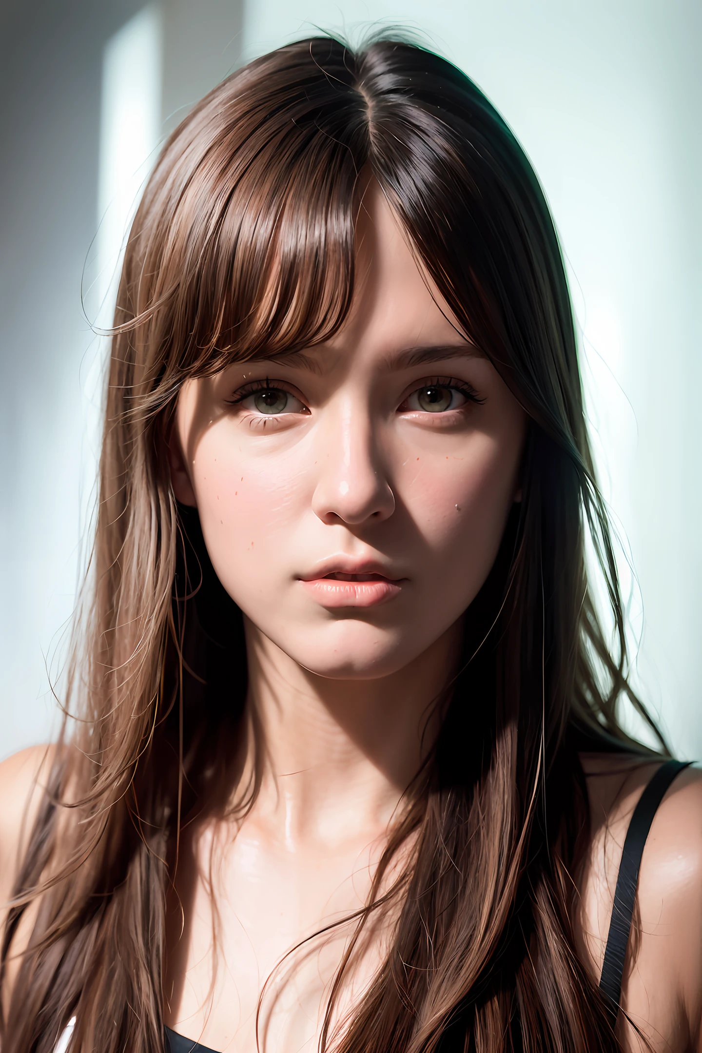 Hyperrealist portrait of female by david hockney and alphonse mucha,fantasy art, photo realistic, dynamic lighting, artstation, poster, volumetric lighting, very detailed faces, 4 k, award winning,, 1girl, in the dark, deep shadow, low key,cowboy shot,(official clothing:1.4) ,long hair,white hair,
