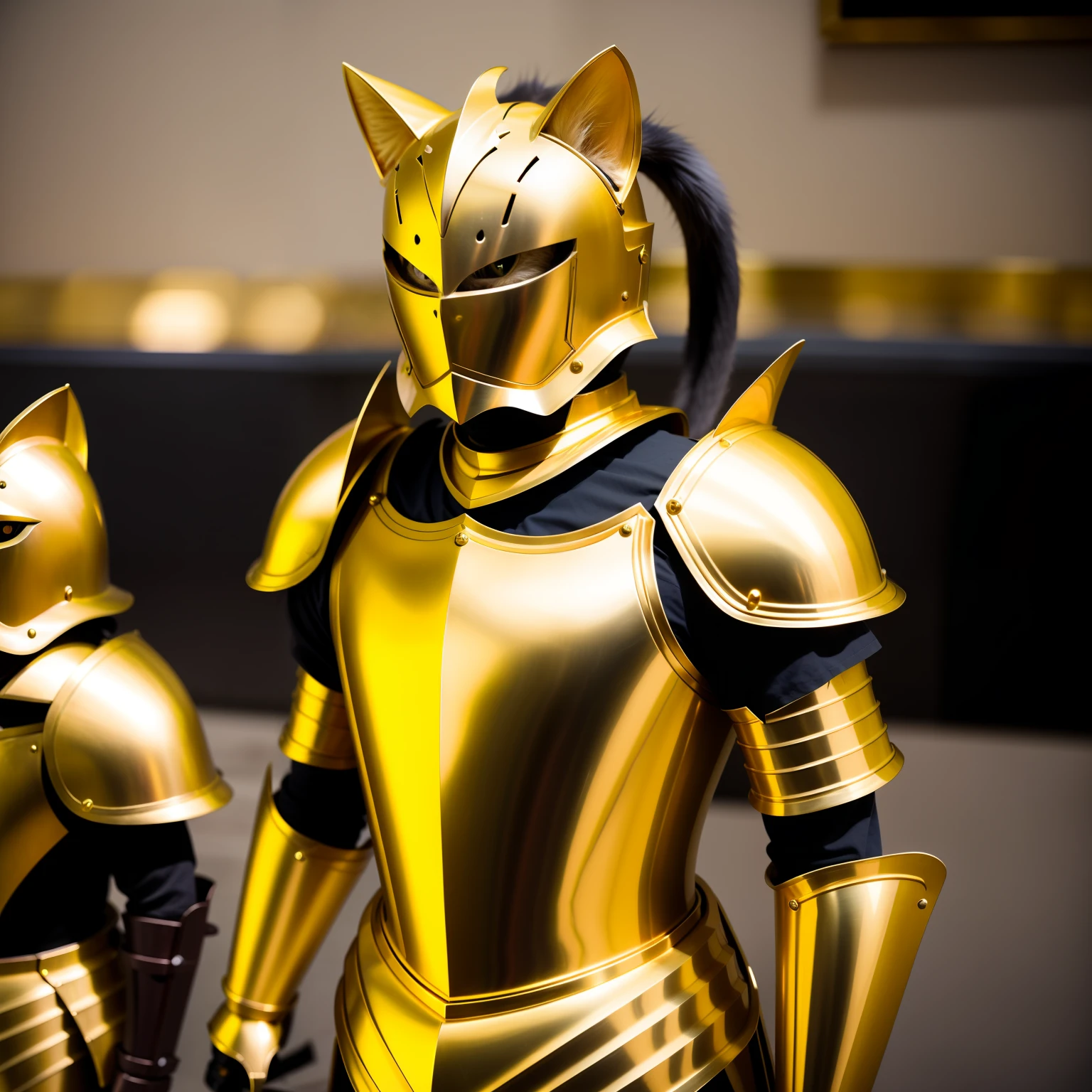 cat in gold armor of the knights of the zodiac