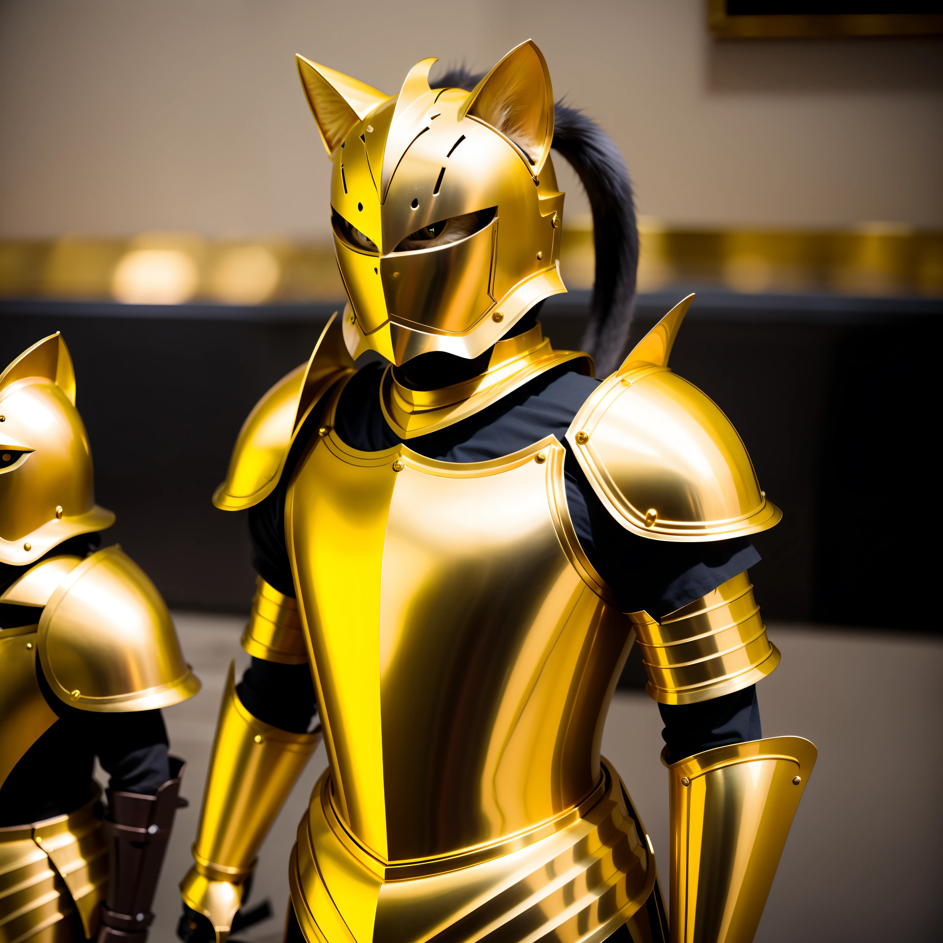 cat in gold armor of the knights of the zodiac