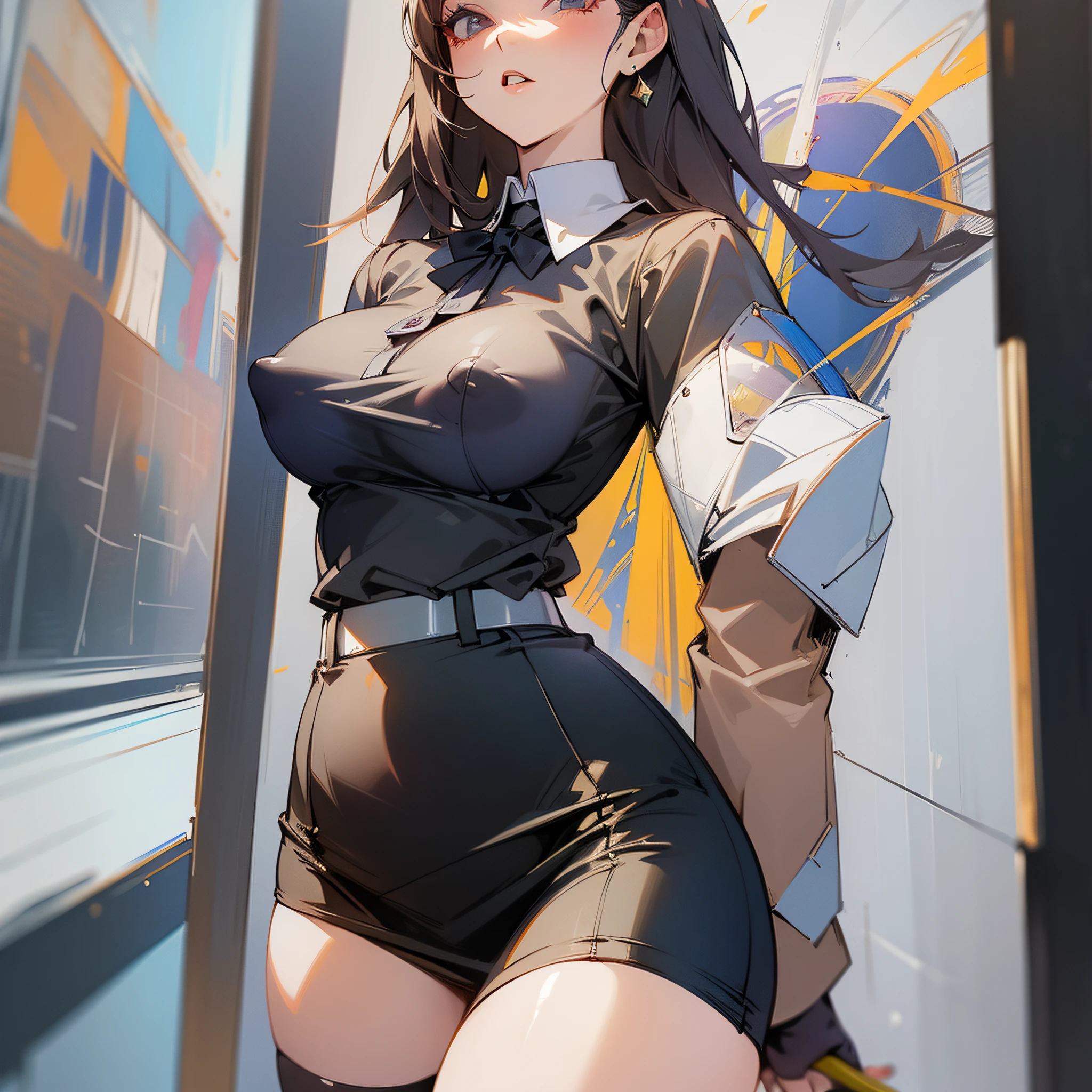 ((Best Quality)), ((Masterpiece)), (Details:1.4), Pencil Skirt, Stockings, Shirt, Puffy Nipple