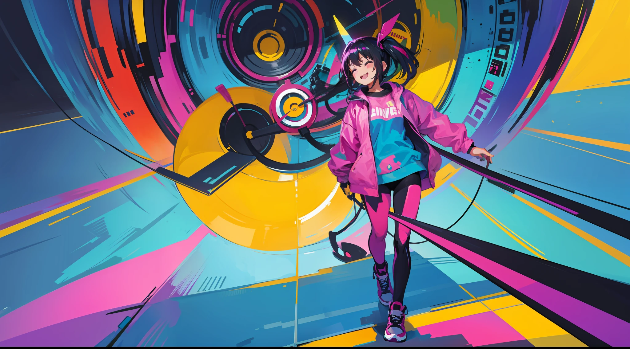 abstract and surreal image in vibrant colors that conveys the feeling of joy, motivation, satisfaction and knowledge;